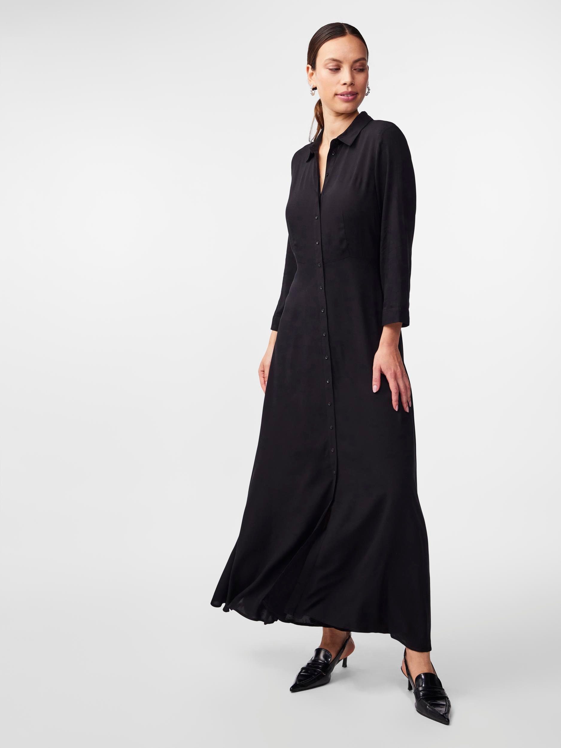 Y.A.S Hemdblusenkleid YASSAVANNA LONG SHIRT 3/4 DRESS mit Black Ärmel