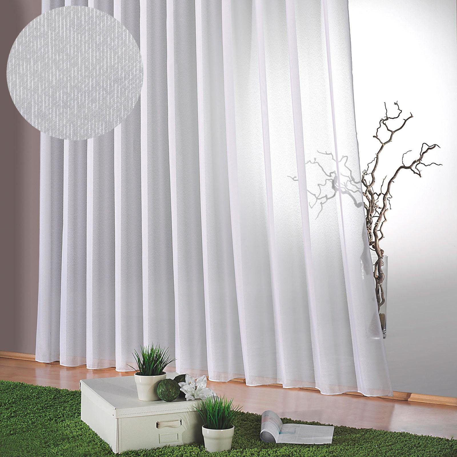 Weckbrodt Gardine Lena (1 St), Faltenband, halbtransparent, Websablè, halbtransparent, Faltenband, Effektfäden, Beschwerungsband