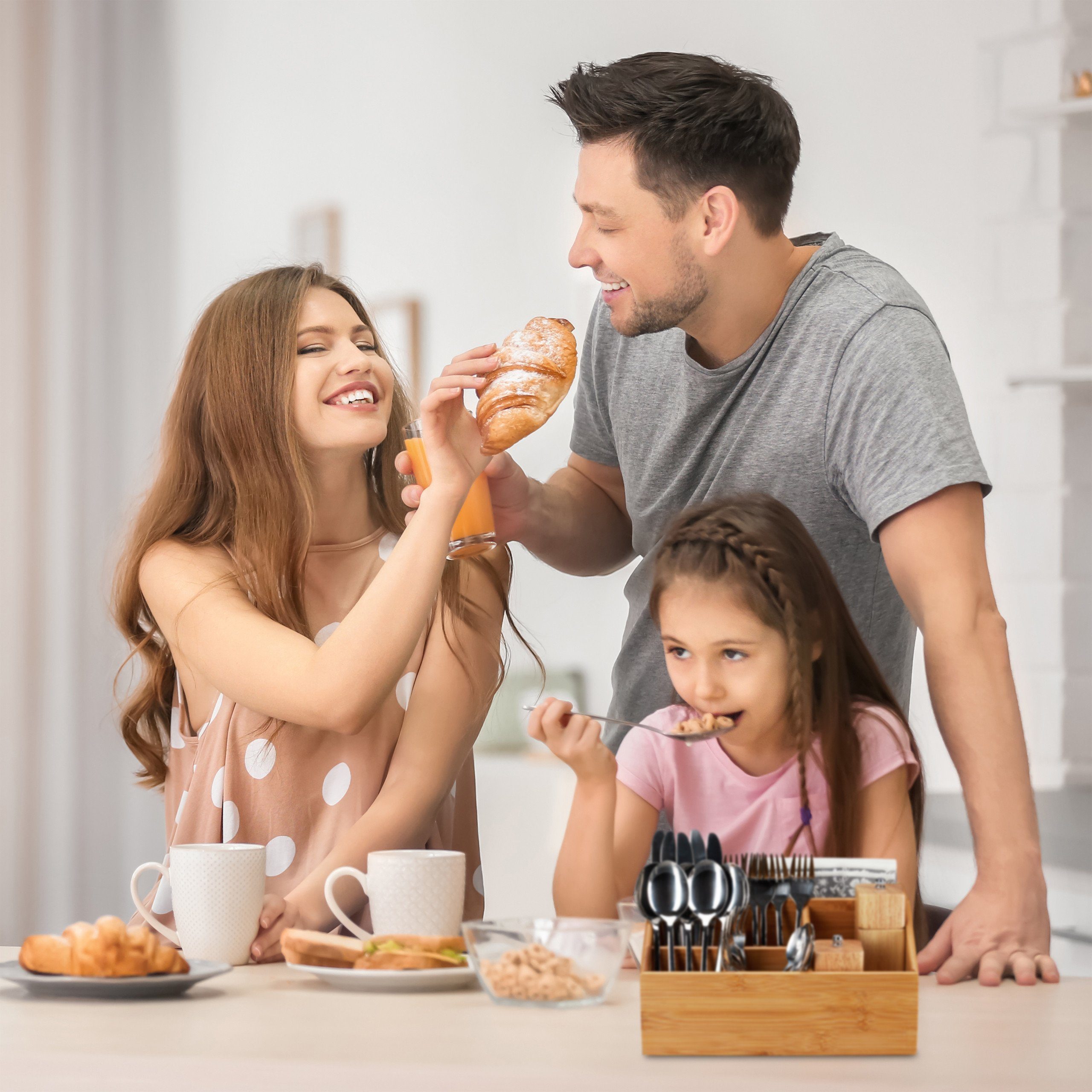 relaxdays Organizer Tischorganizer Bambus mit 6 Fächern