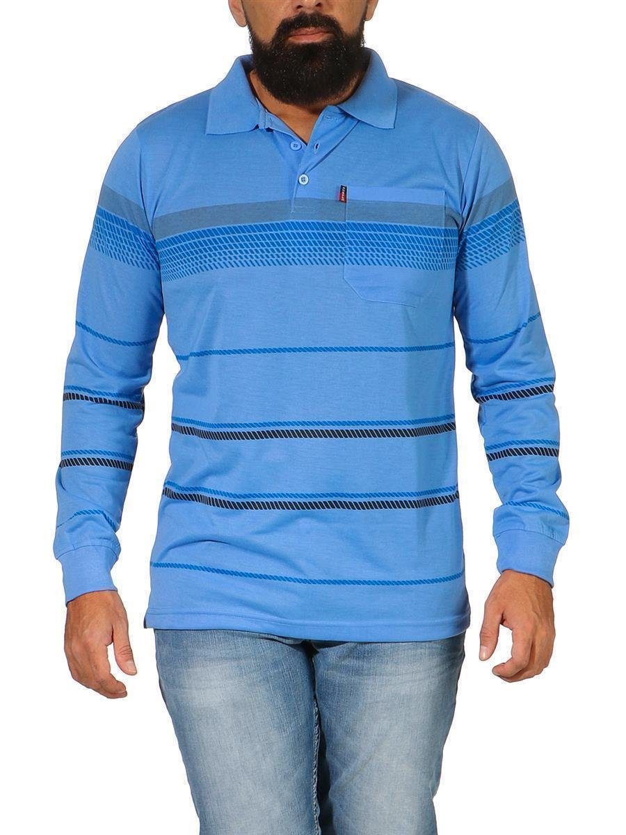 EloModa Poloshirt Herren Polo Shirt Langarm Longsleeve mit Brusttaschen Gr. M L XL XXL (1-tlg) Hellblau
