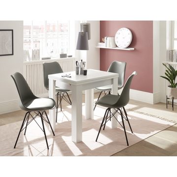 Mäusbacher Esstisch 80 x 60 cm Tisch Esstisch Auszugstisch Küchentisch Funktionstisch ausziehbar MONZI Weiß