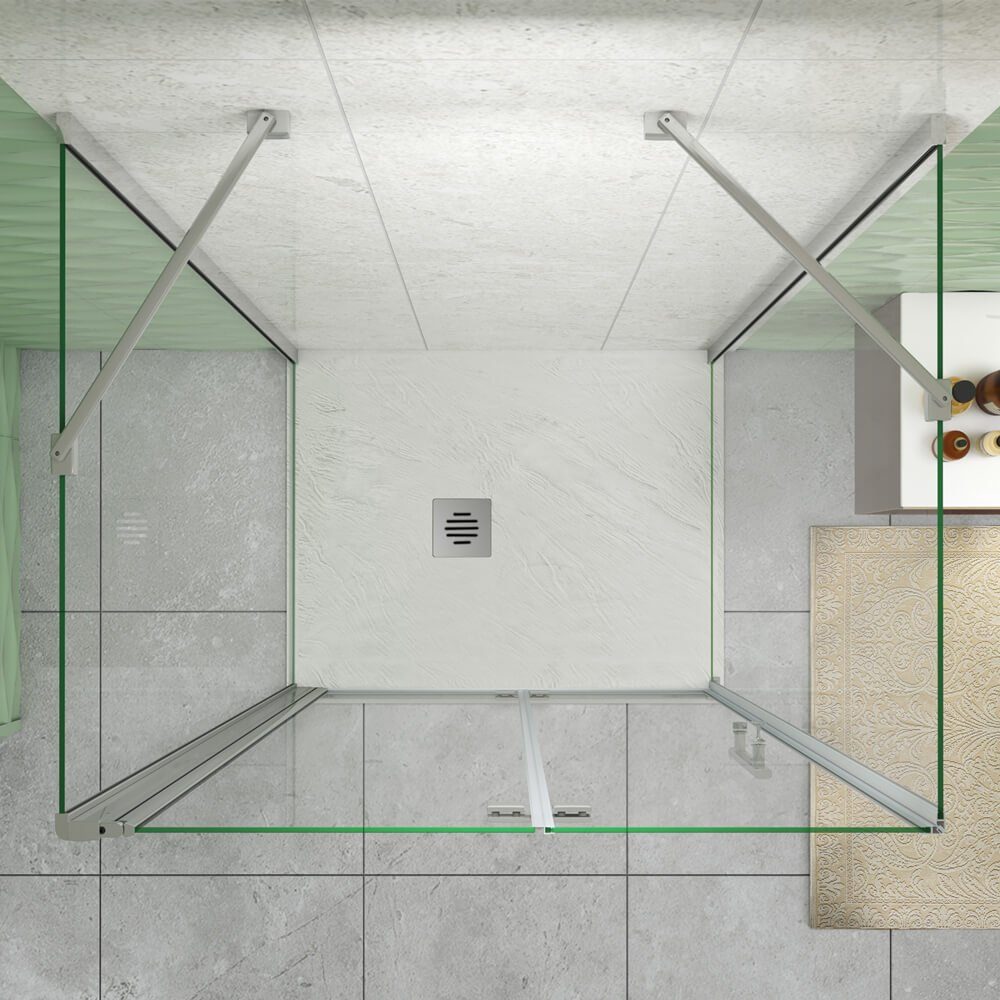 duschspa Komplettdusche 195cm ESG U-Form Duschkabine Falttür Scharniertür Duschtür, BxT: 70x70 cm, Einscheibensicherheitsglas, Sicherheitsglas, Set, ebenerdiger – Bild 5 von 5
