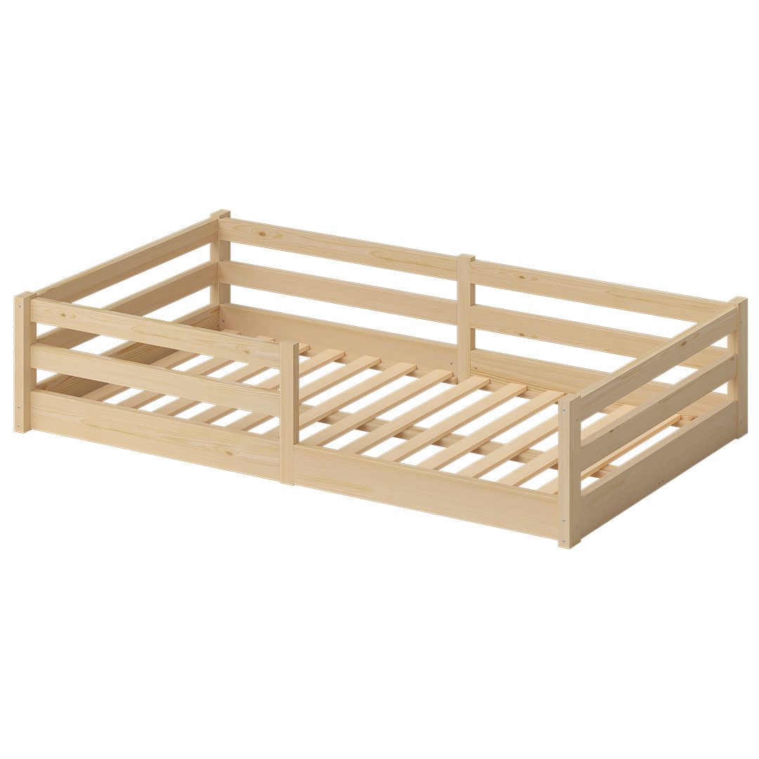 Bellabino Kinderbett Iskri mit Rausfallschutz und Lattenrost (natur, mit Ma günstig online kaufen