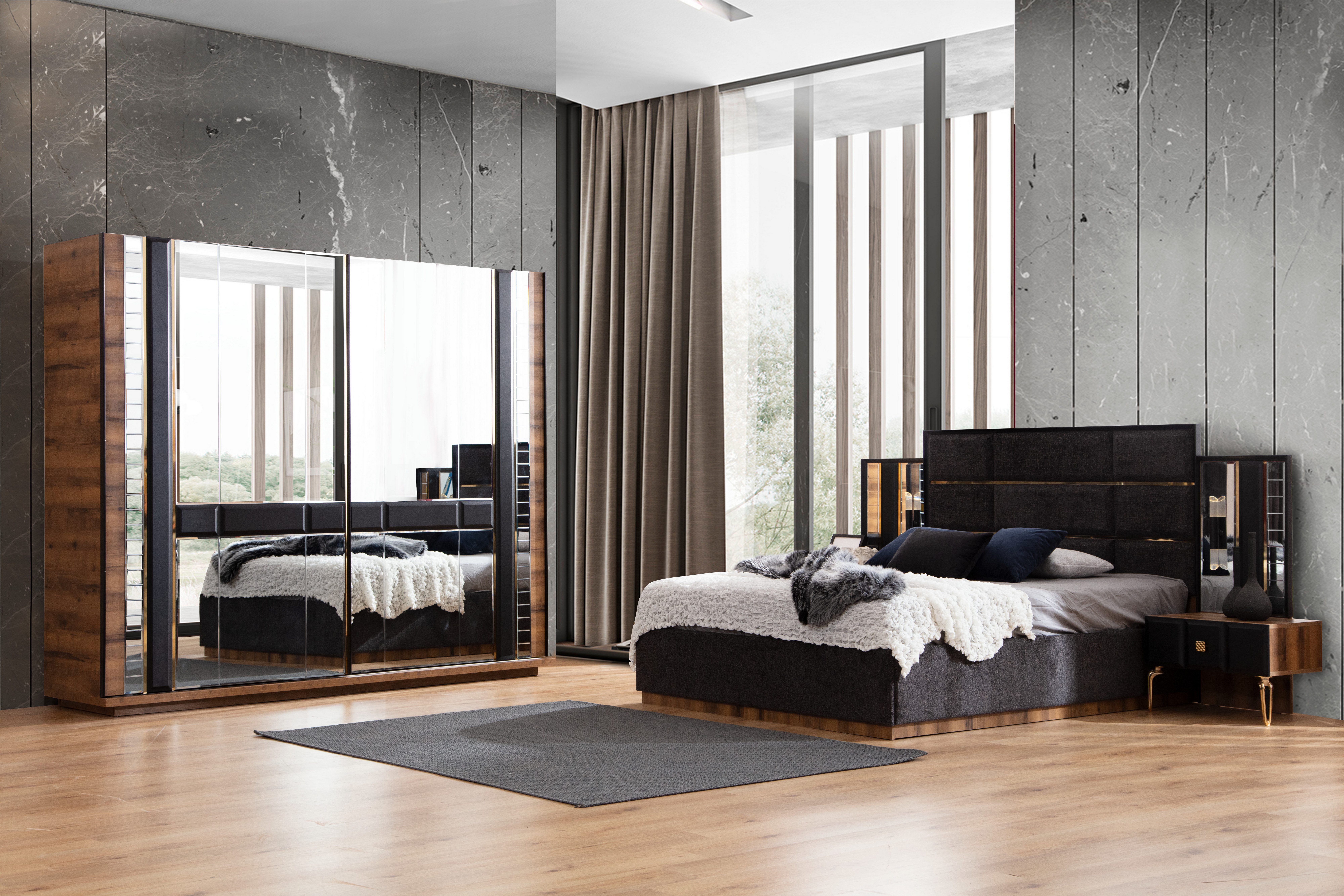 JulietHome Schlafzimmer-Set Black Wood, (Set, Kleiderschrank, günstig online kaufen