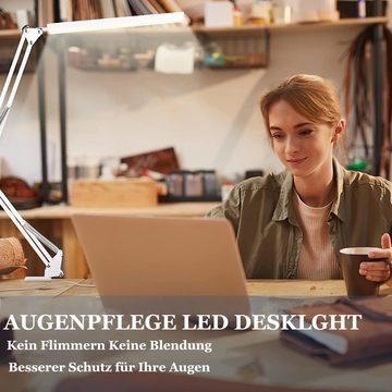 Avisto LED Schreibtischlampe Schreibtischlampe LED Dimmbar Augenschutz Schreibtischlampe, Tischlampe mit 3 Farb Helligkeitsstufen, Schwenkarm Architektenlampe, Büro