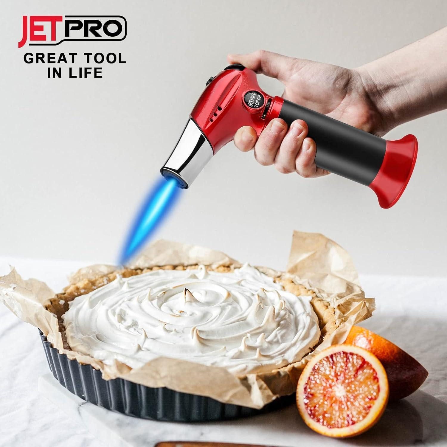 JETPRO Flambierbrenner Butan Fackel Küche Feuerzeug mit einstellbarer Flamme für Desserts