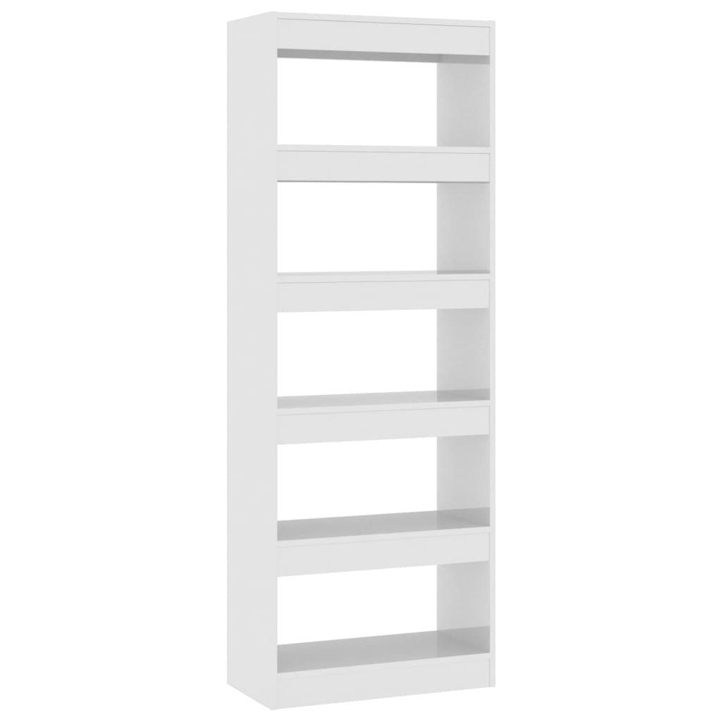 Bücherregal Bücherregal/Raumteiler Holzwerkstoff 60x30x166cm furnicato Hochglanz-Weiß