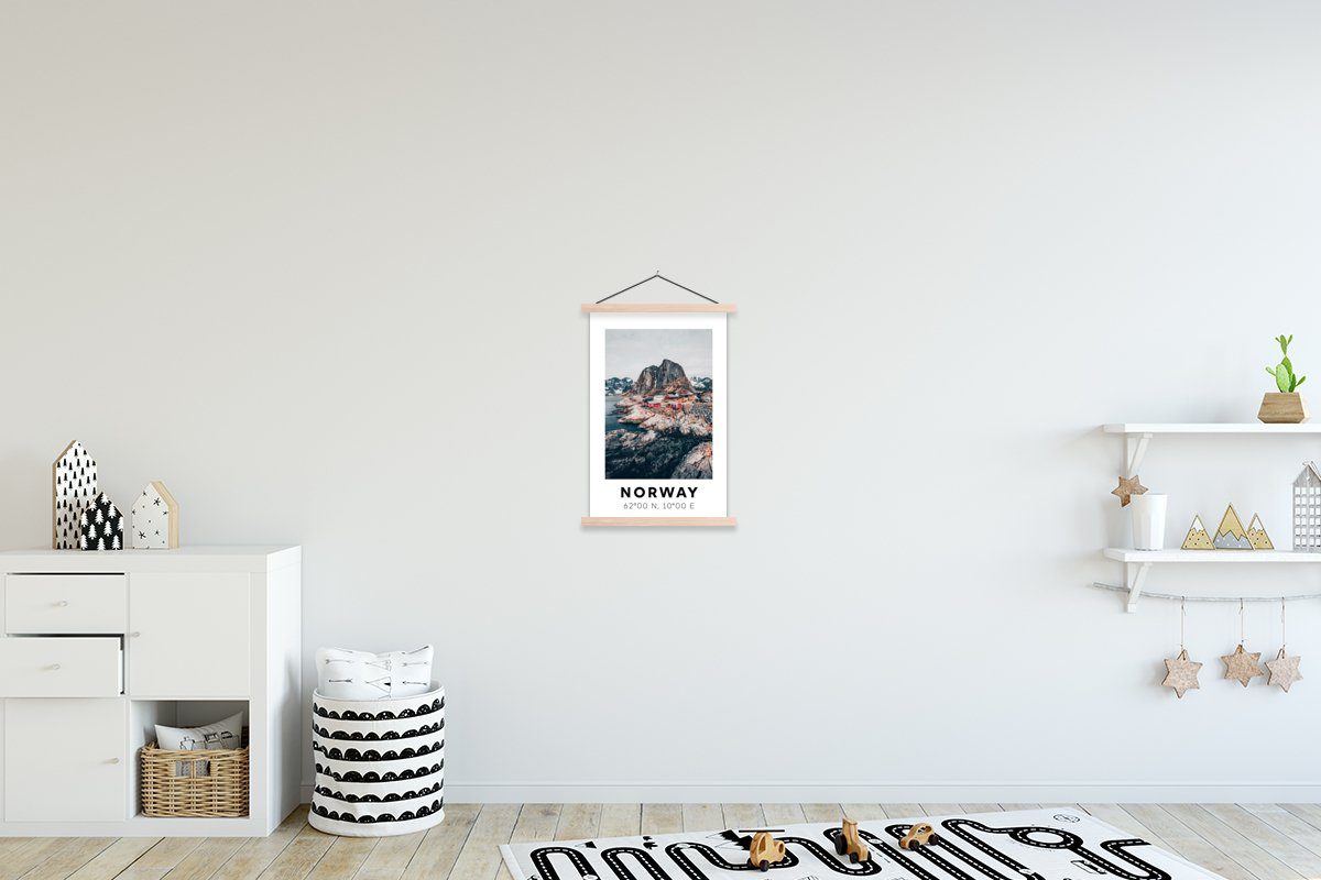 Magnetisch Poster Wohnzimmer, für Norwegen Bergen - Bilderleiste, Textilposter (1 St), - MuchoWow Skandinavien, Posterleiste,