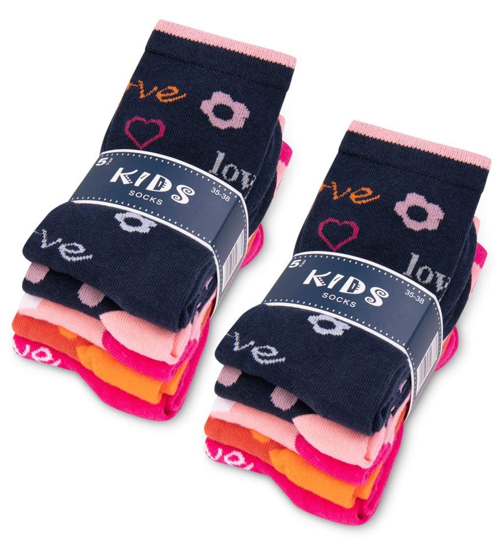 & Socken Kinder Mädchen Baumwolle (35-38) Jungen WP 10 sockenkauf24 54338 rosa Kindersocken Socken - Paar