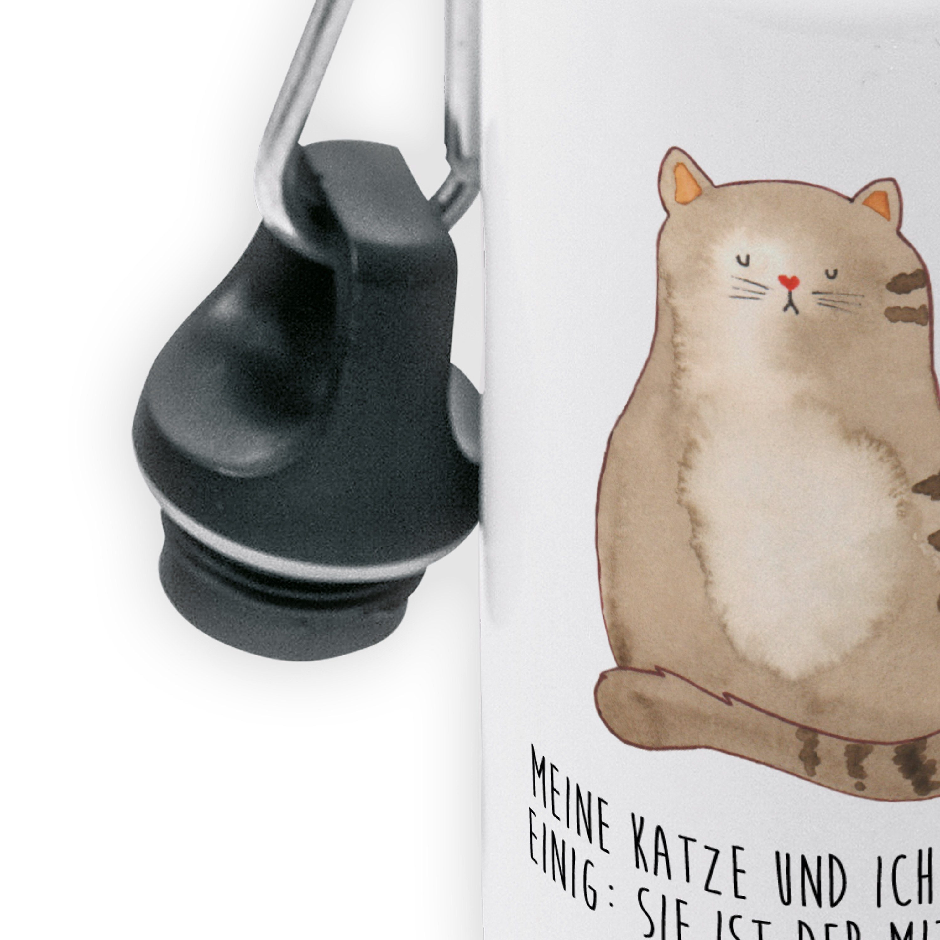 Weiß Lebensinhalt, Katzen, Geschenk, Trinkflasche & Katze Liebe, Mrs. Mr. Panda - Katzens sitzend -