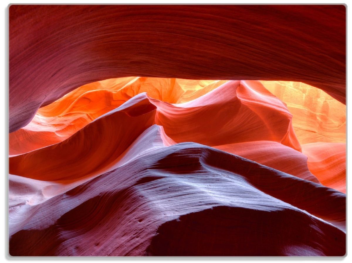 Wallario Schneidebrett Antelop Canyon USA Kalksandsteingebirge in leuchtenden Farben, ESG-Sicherheitsglas, (inkl. rutschfester Gummifüße 4mm, 1-St), 30x40cm