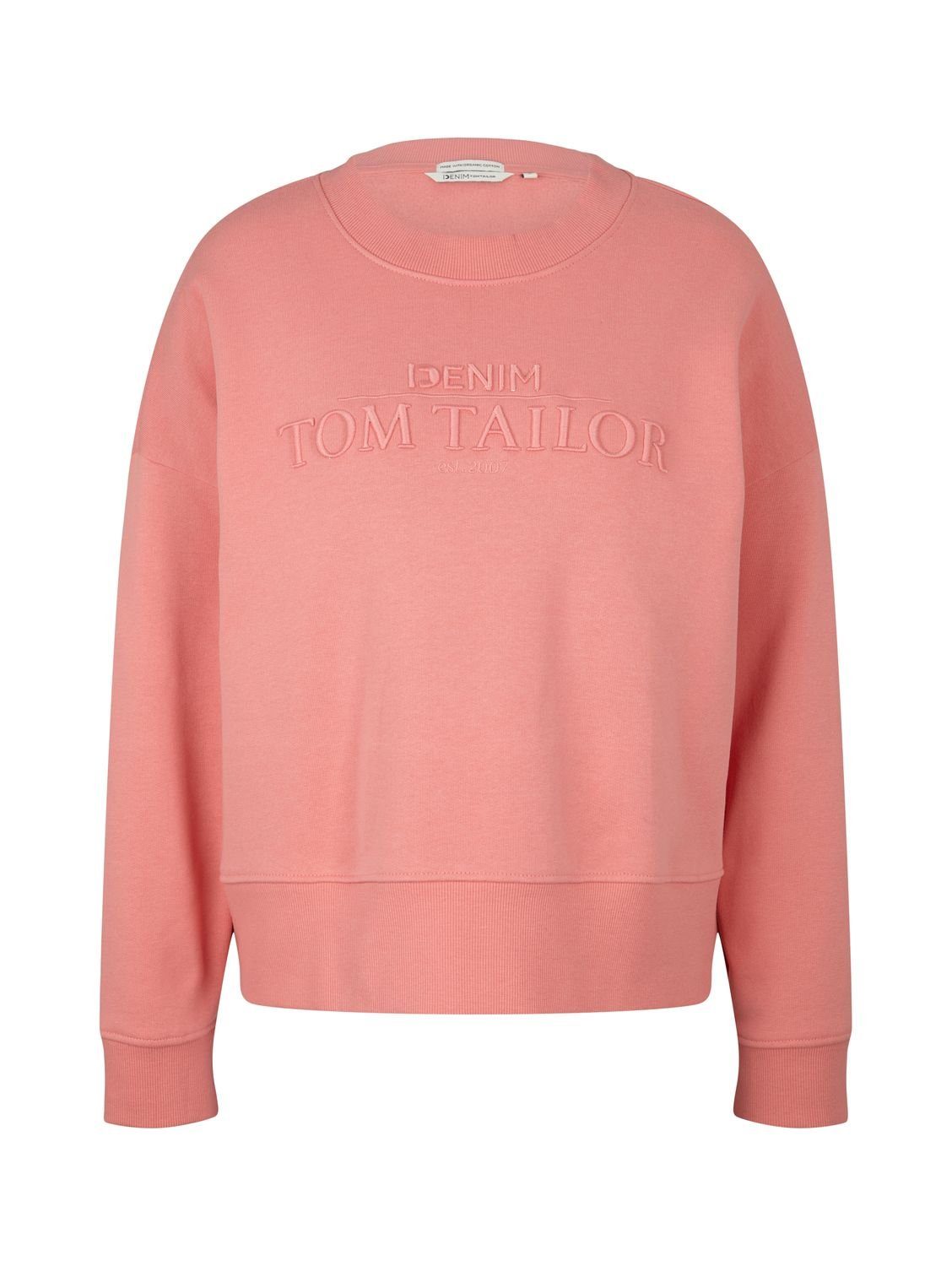 TOM TAILOR Peach LOGO aus Pink Strickpullover Denim 15121 Baumwolle OVERSIZED