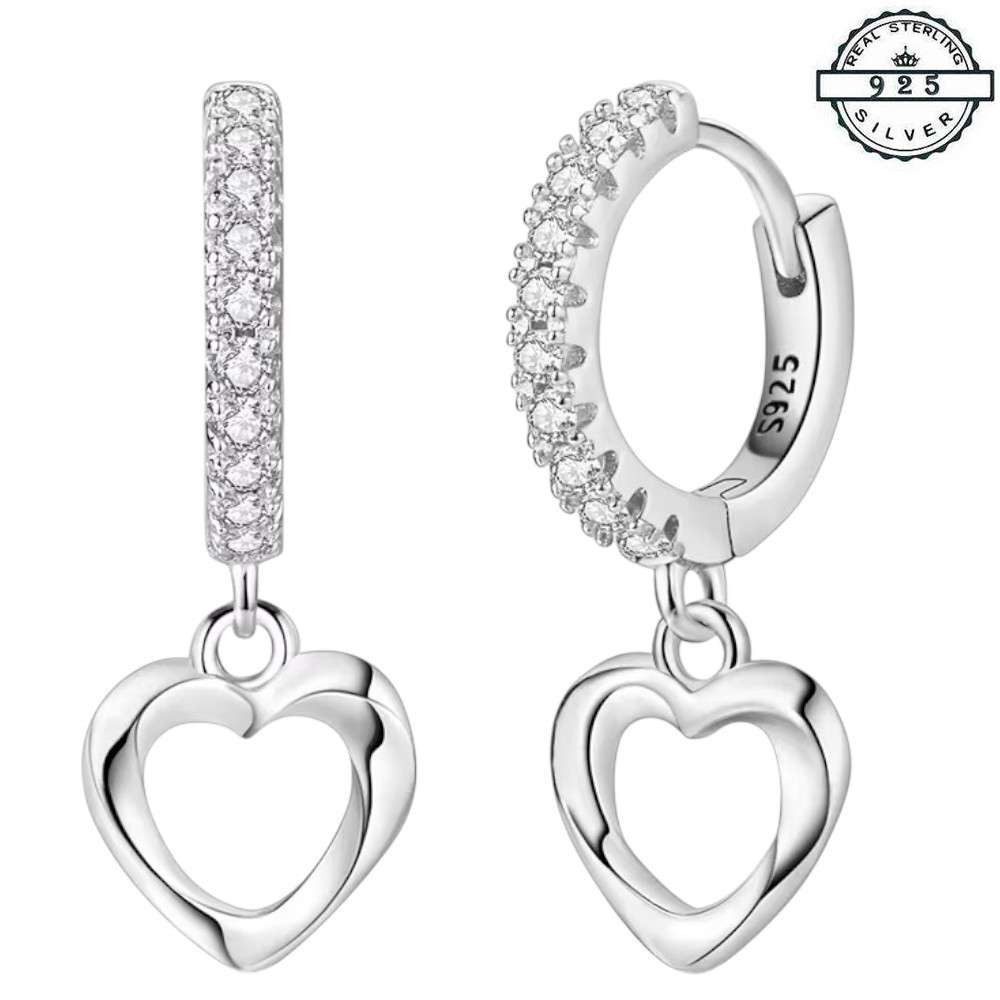 Taffstyle Paar Creolen Damen Ohrringe 925 Sterling Silber Zirkonia Herzanhä günstig online kaufen