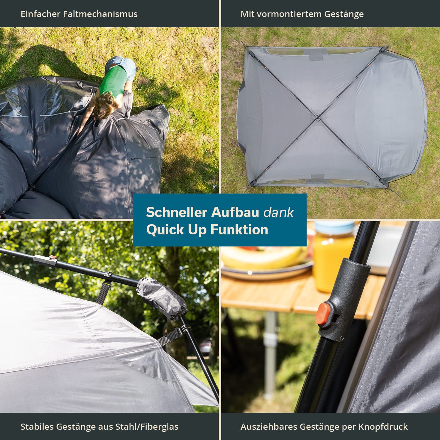 Skandika Tunnelzelt Hognes 4 Protect Quick-Start, Pop Up Campingzelt für 4 Personen, Personen: 4 (Fest eingenähter, Tragetasche, Aluminiumseilspanner), Verdunkelung für Fenster, wasserdicht, UPF 50+, Moskitonetz