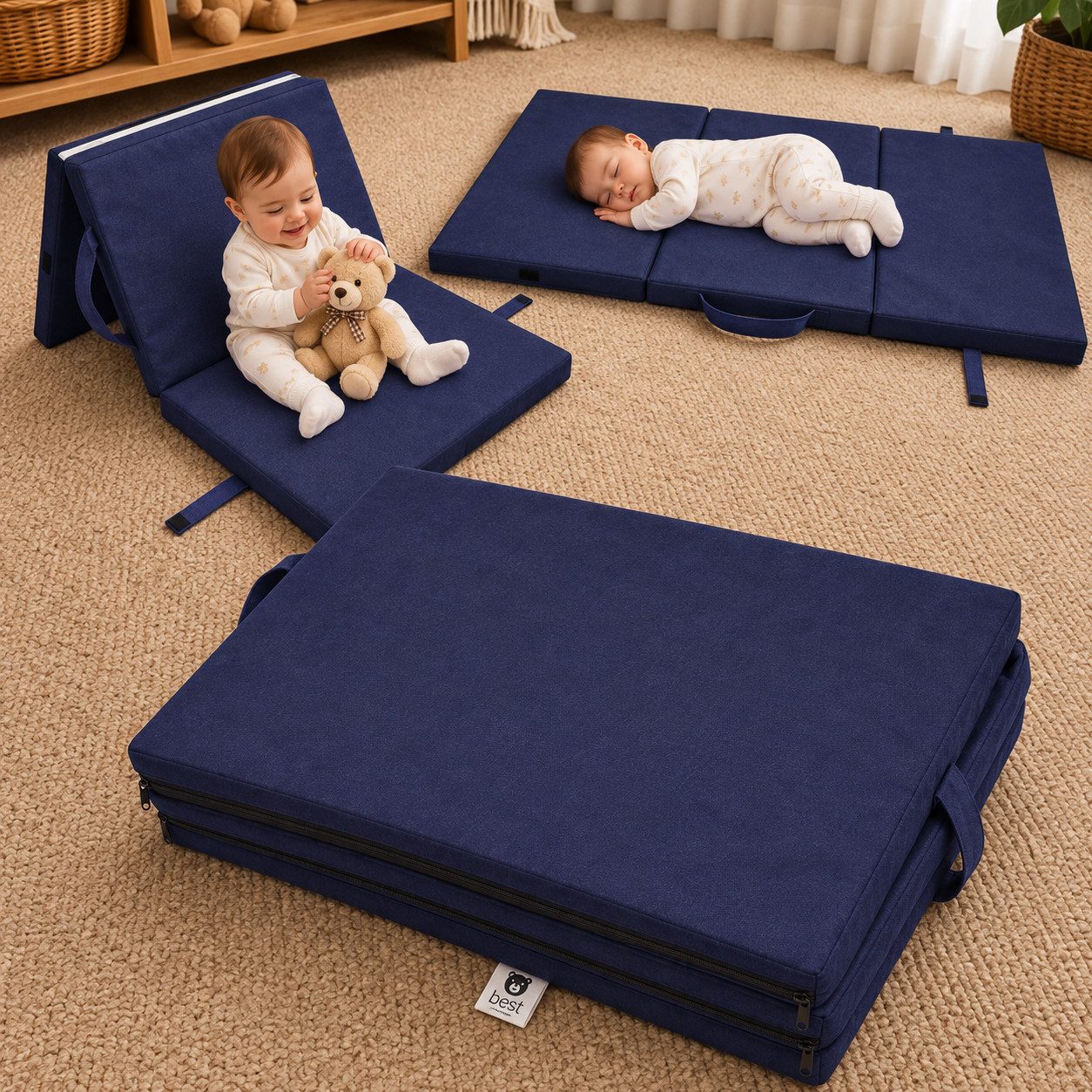 Babymatratze Faltbare Kindermatratze – Komfortabel, Antibakteriell & Vielseitig, Best for Kids, 2 cm hoch, (Matratze, Einzelprodukt), Faltbar, leicht transportierbar, hypoallergen, antibakteriell