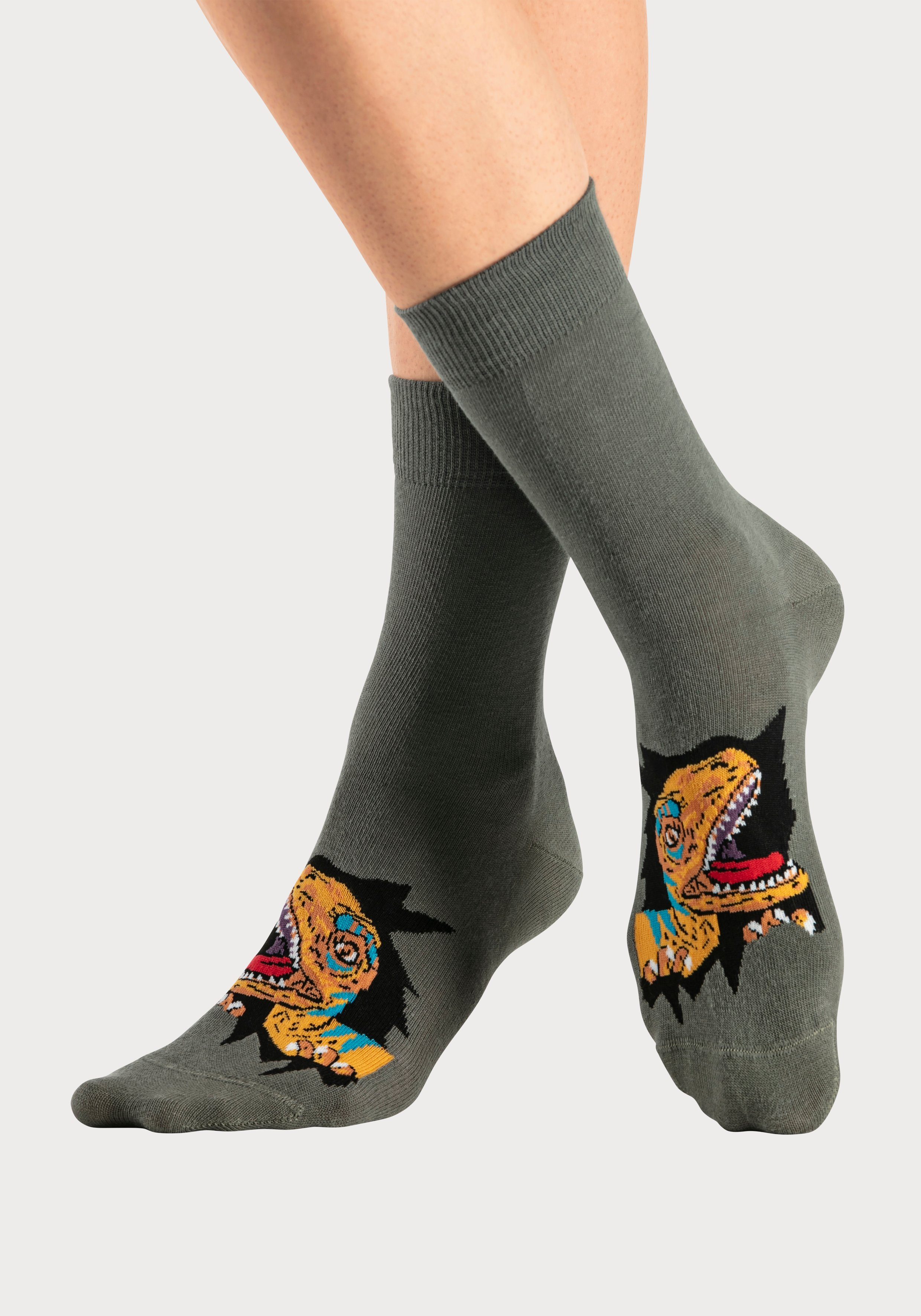 H.I.S Socken Kinder und Jugendliche Motivsocken (Packung, 5-Paar, Gr. 19-22 bis 39-42) mit Dinosauriermotiven – Bild 5 von 5