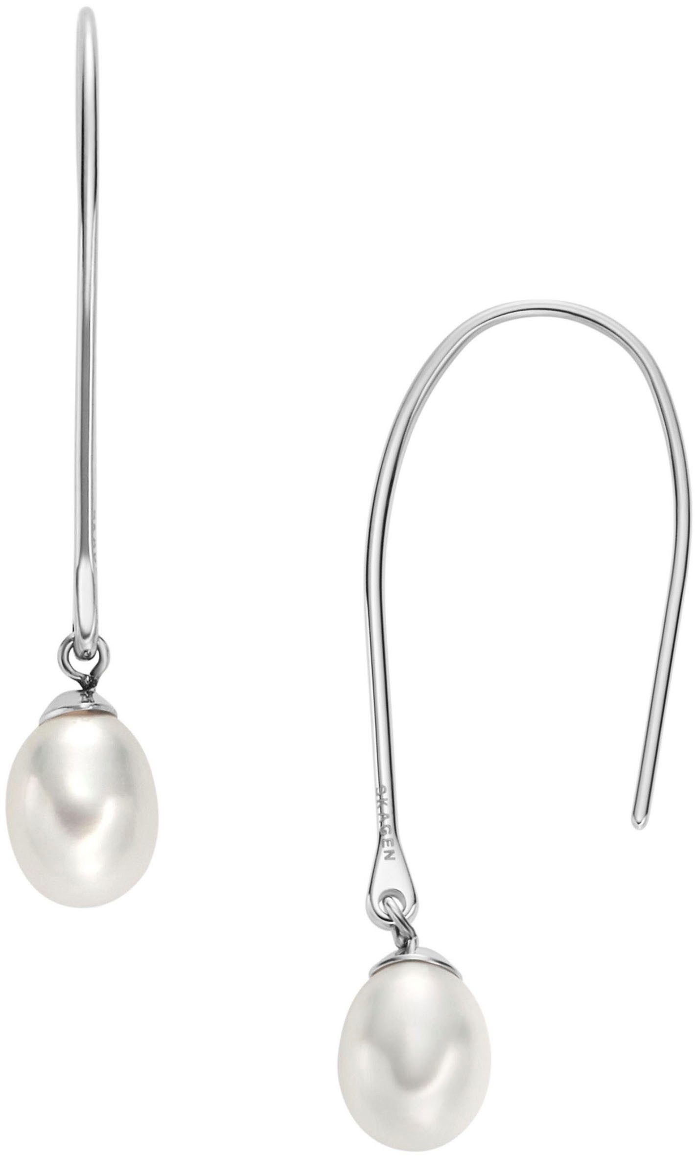 Skagen Paar Ohrhaken Schmuck Geschenk Edelstahl Ohrringe AGNETHE PEARL, SKJ1834040, mit Süßwasserzuchtperle