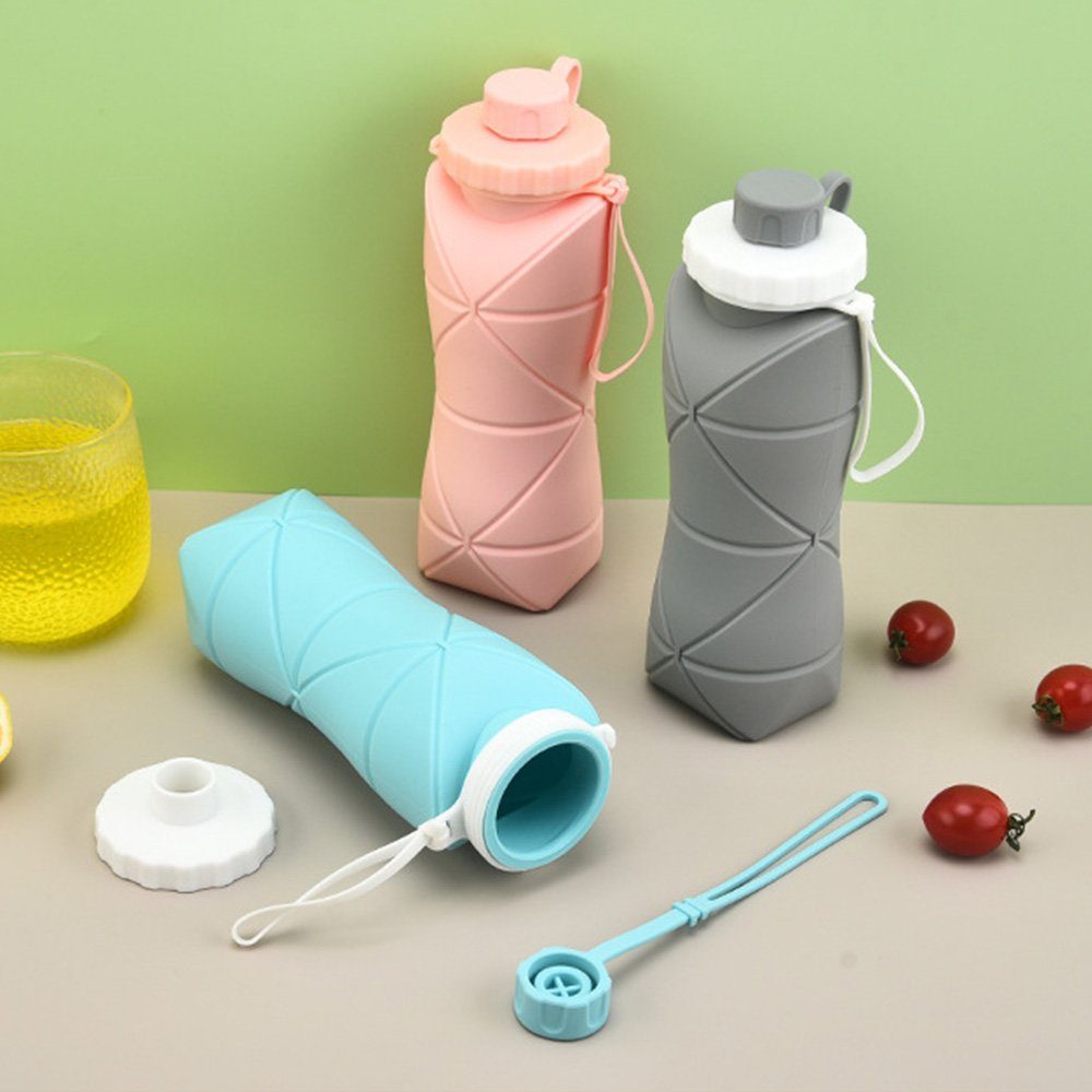 NUODWELL Blau Trinkflasche Kollabierbare BPA-Frei, Silikon-Wasserflaschen, Sport Wasserflaschen