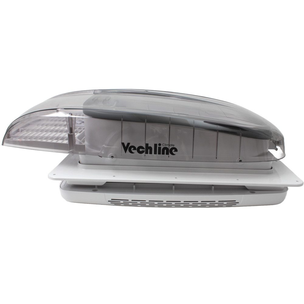 OCS Dachfenster getönte Klarglas Dachhaube 40x40 cm + Ventilator + Innenrahmen mit LED