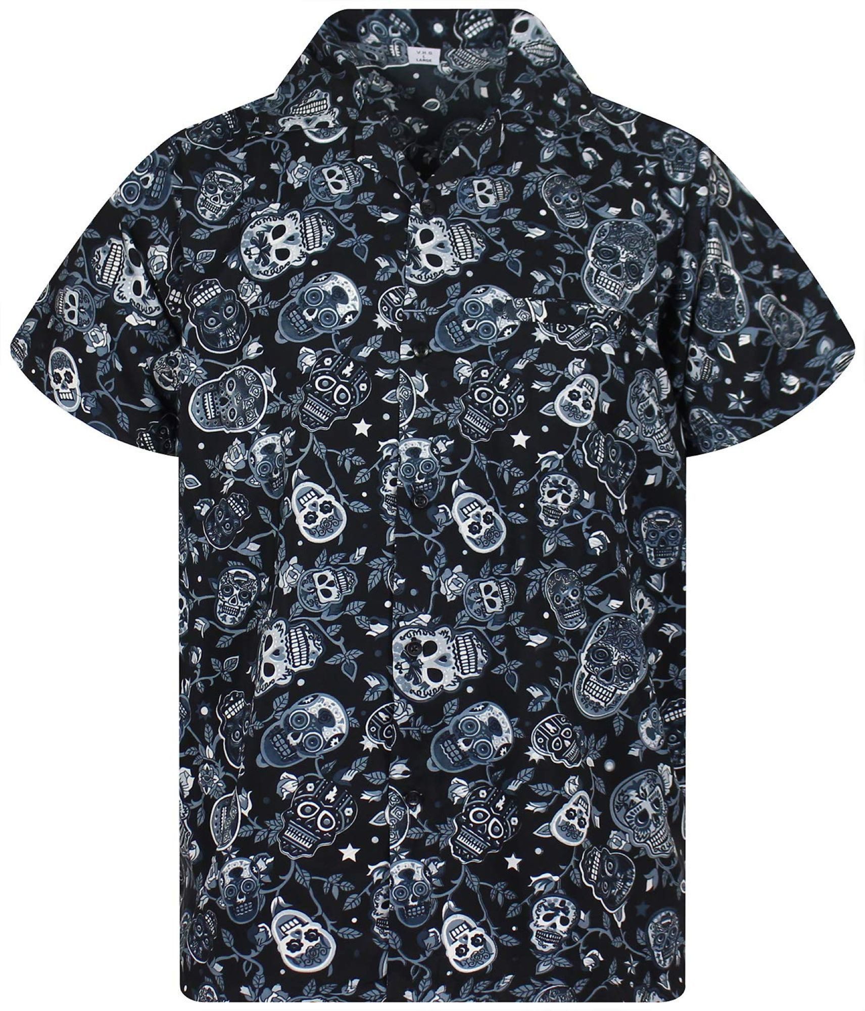 King Kameha Hawaiihemd "Skull" Funky Hawaii-Hemd Herren Kurzarm Front-Tasche Stylish