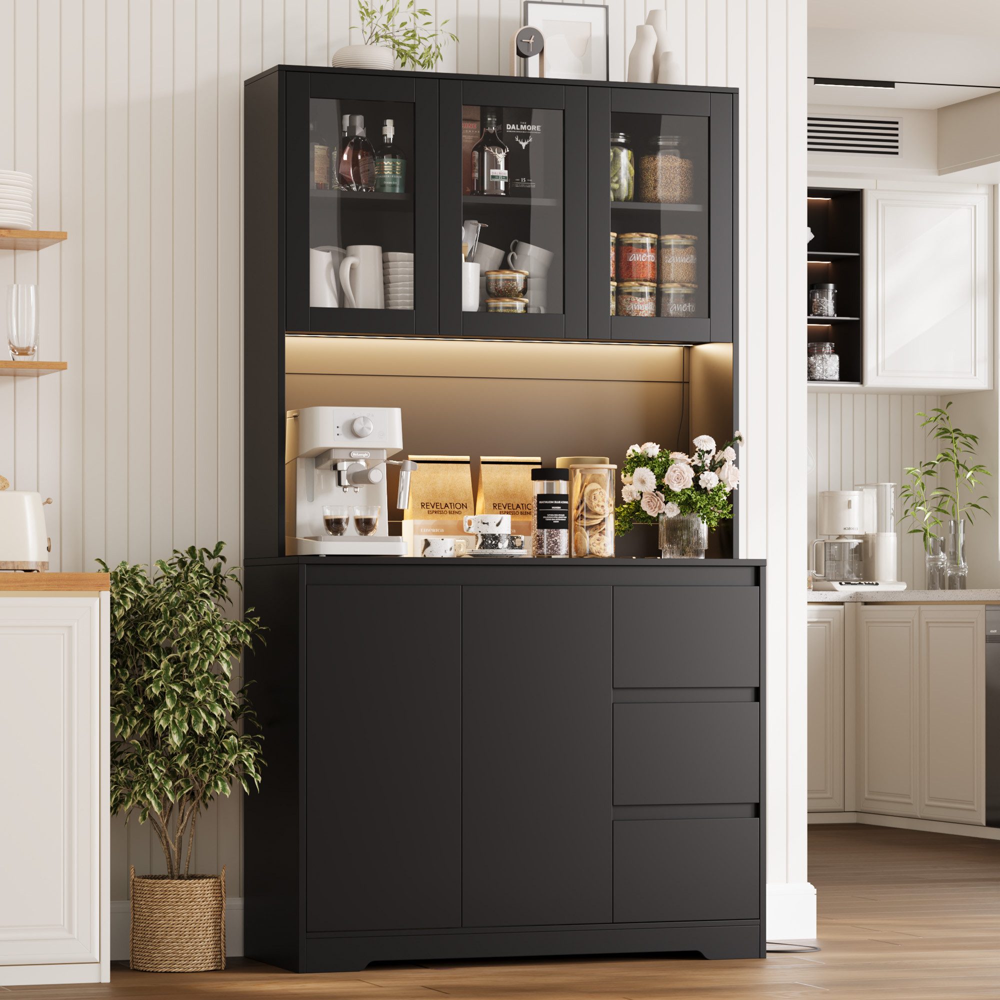 Homfa Küchenbuffet mit LED Küchenschrank Buffetschrank günstig online kaufen