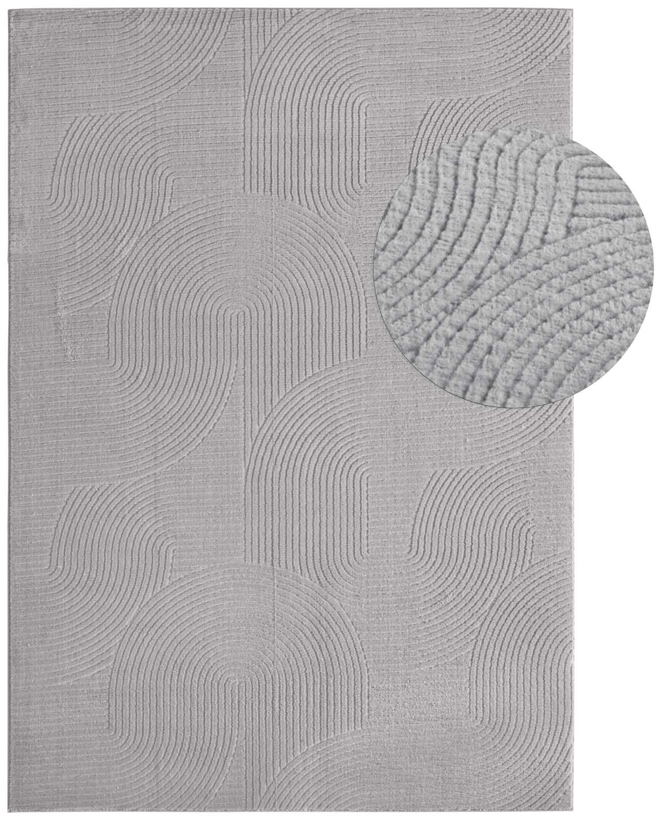 TaraCarpet Teppich TaraCarpet Homestyle 390 Wellen, rechteckig, Höhe: 10 mm, Felloptik hoch-tief weich waschbar Welle grau 50x80 – Bild 2 von 5