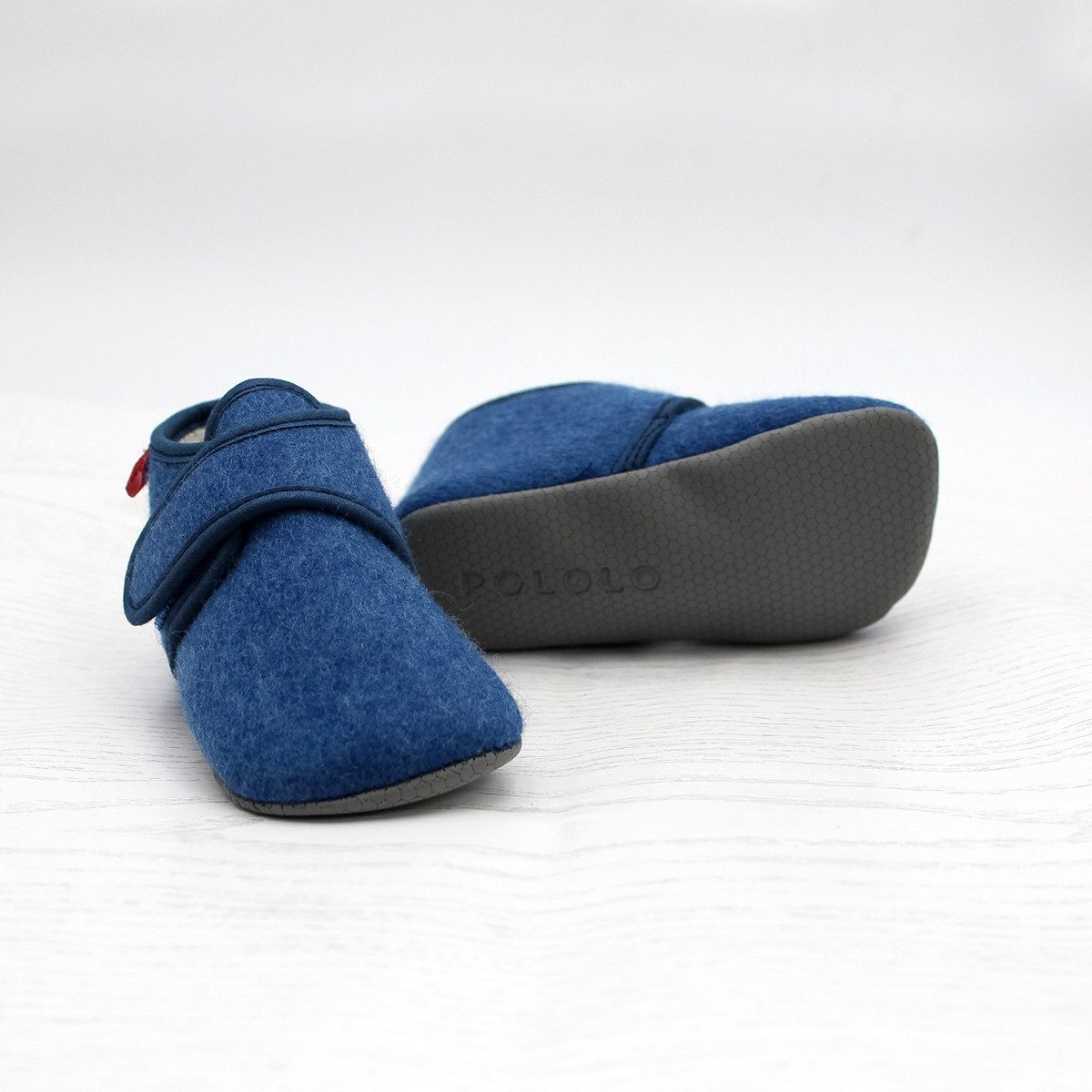 POLOLO Kinderschuhe Cosy, Barfußschuh aus recyceltem Wollfilz (kbT), gefüttert mit Bio-Baumwolle