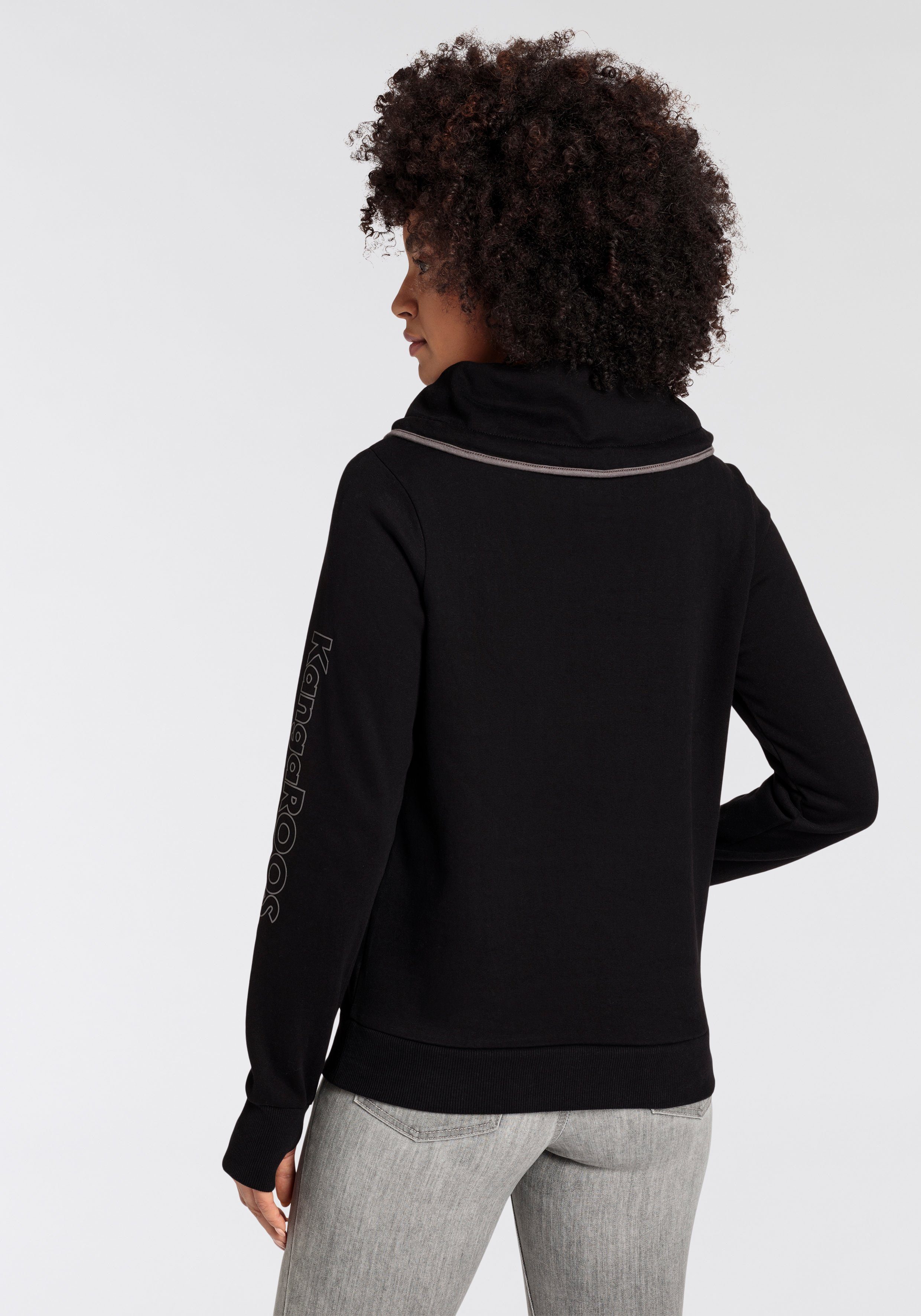 KangaROOS Sweatshirt -NEUE Stehkragen KOLLEKTION schwarz-grau mit