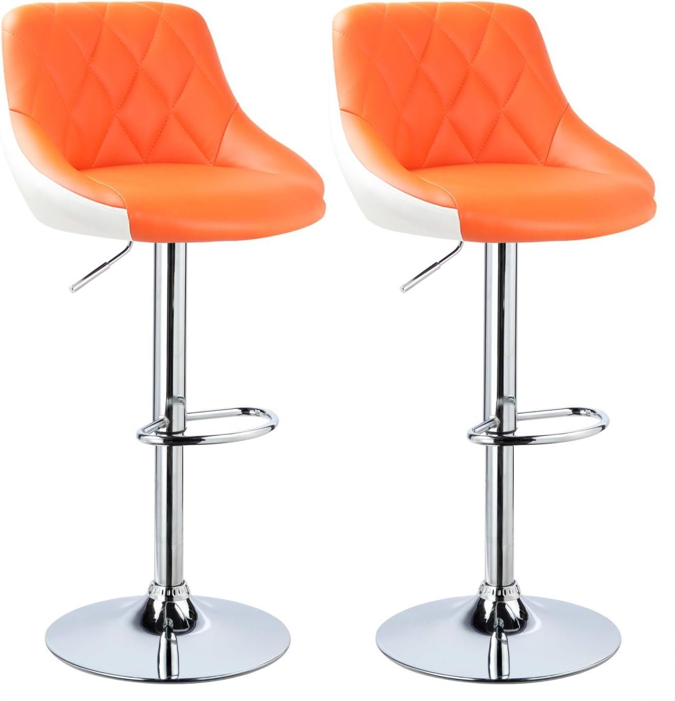 2 mit farbig Barhocker Barhocker St), Woltu Orange+Weiß (2 Design Griff, Höhenverstellung