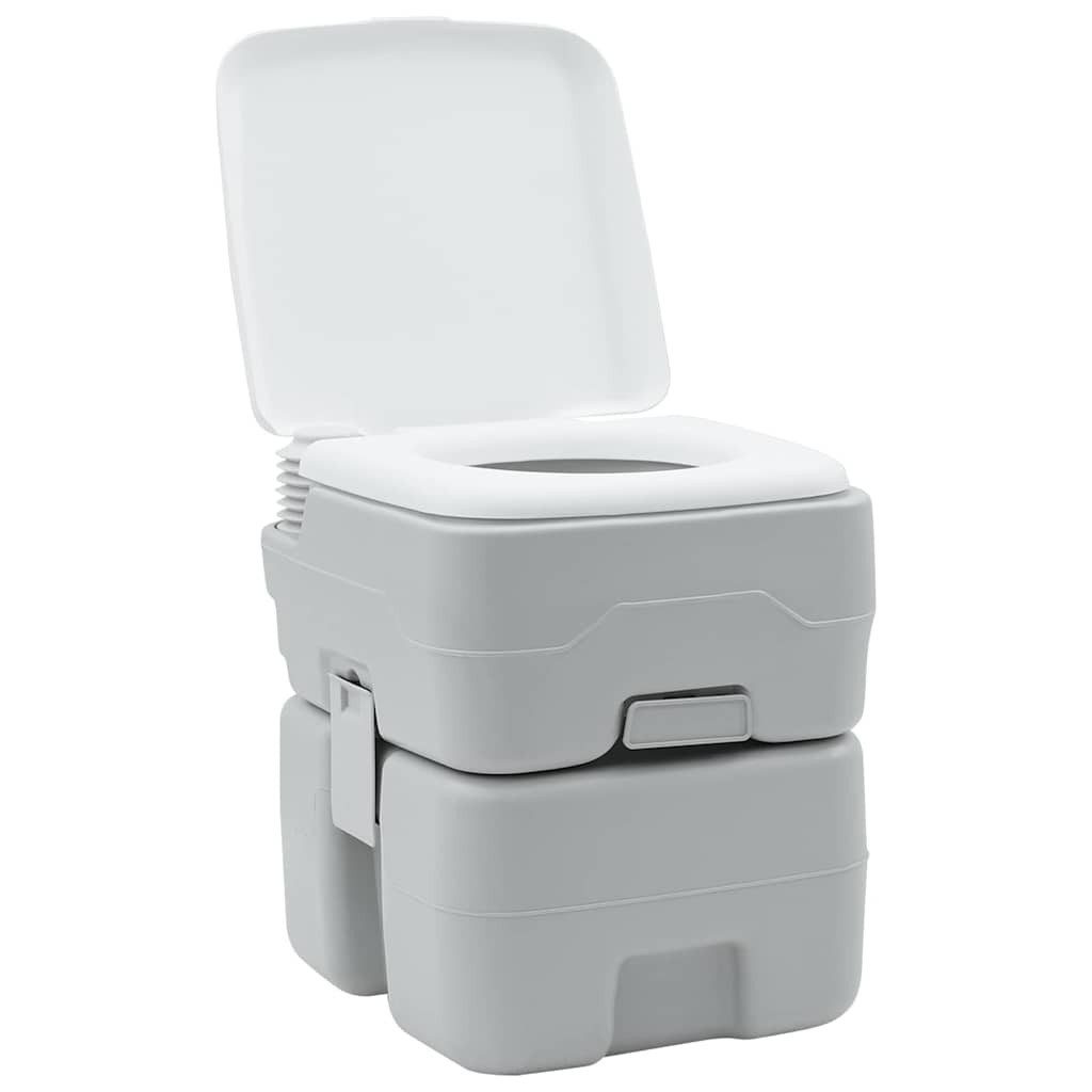 vidaXL Campingtoilette Camping-Toilette Grau und Weiß 41,5 x 36,5 x 42 cm Polyethylen, (1-St)