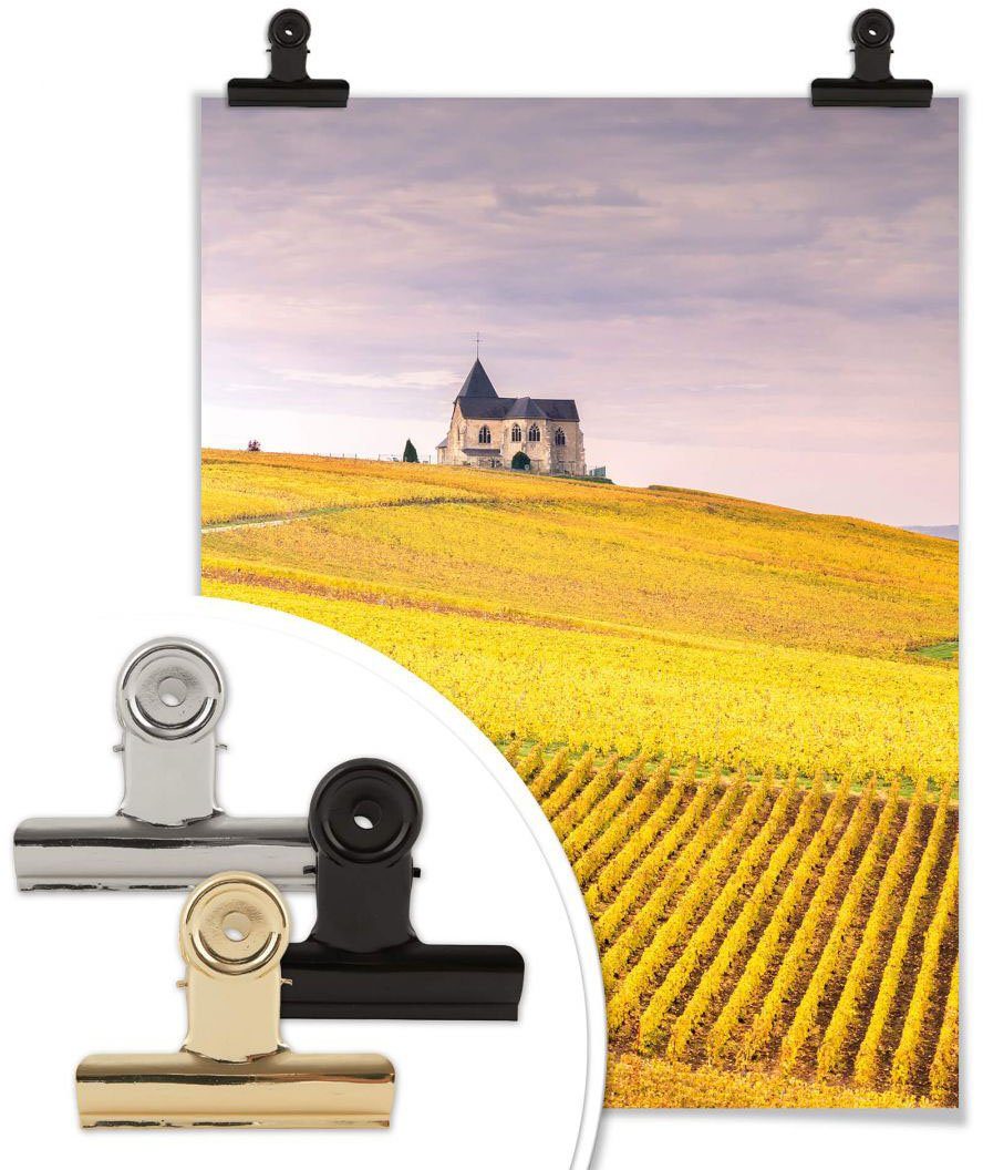 St), Poster Wall-Art Wandbild, Bild, Poster, Champagne, (1 Wandposter Weinfelder Landschaften