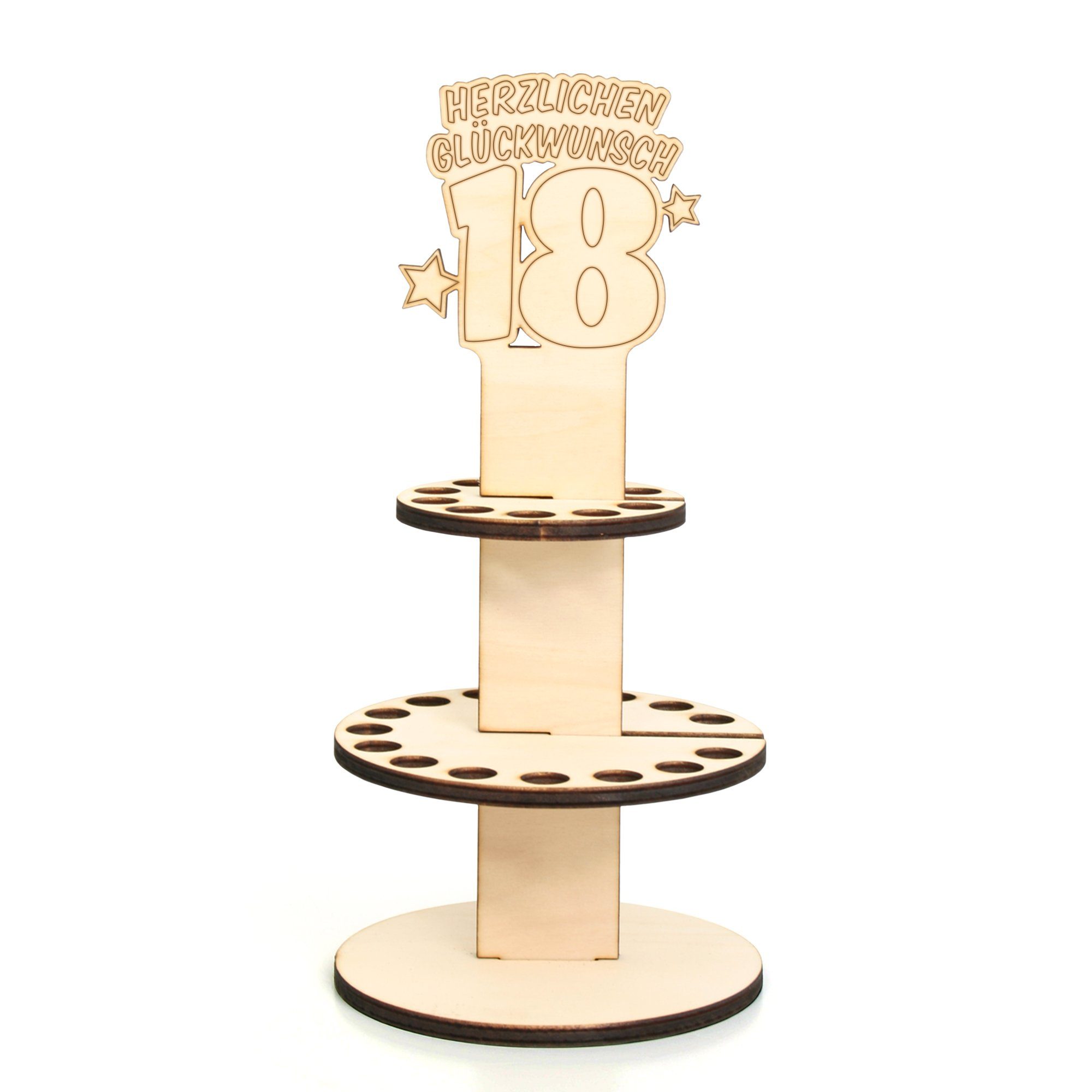 zum aus Dekorativer Geburtstag, Geschenk-Aufsteller Holz originelle „Torte“ Feder Kreative 18. 3D Geldgeschenk-Deko Geburtstagskarte