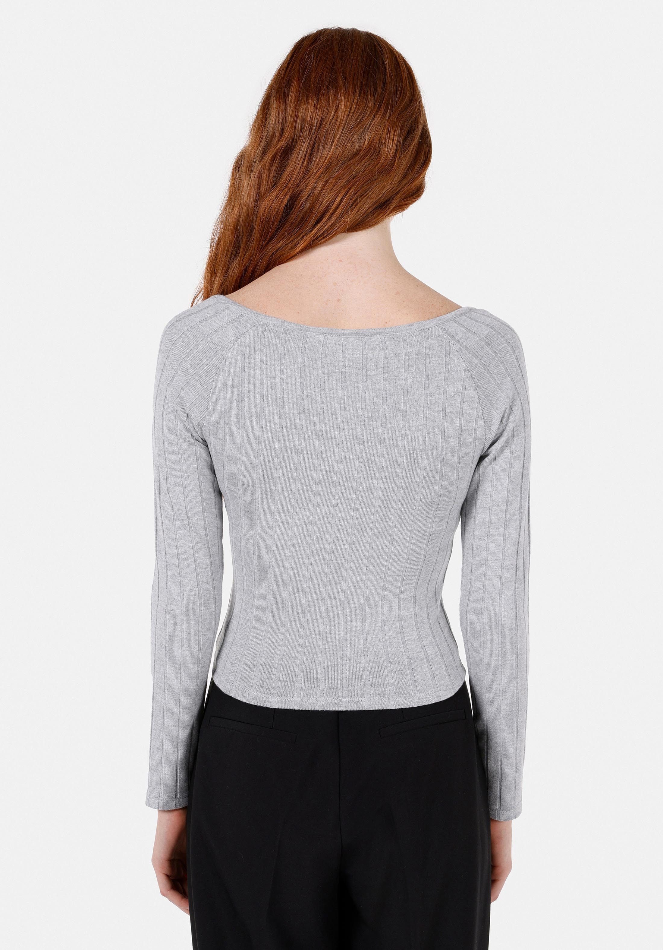 Colins T-Shirt Colins Slim Fit Damen-Langarm-T-Shirt in Grau-Melange – Die Adresse fü