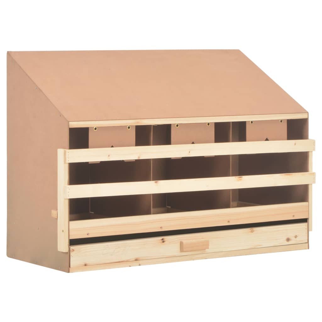 vidaXL Vogelhaus 93 x 40 x 65 cm Legenest Hühnernest 3 Fächer 93x40x65 cm Massivholz Ki
