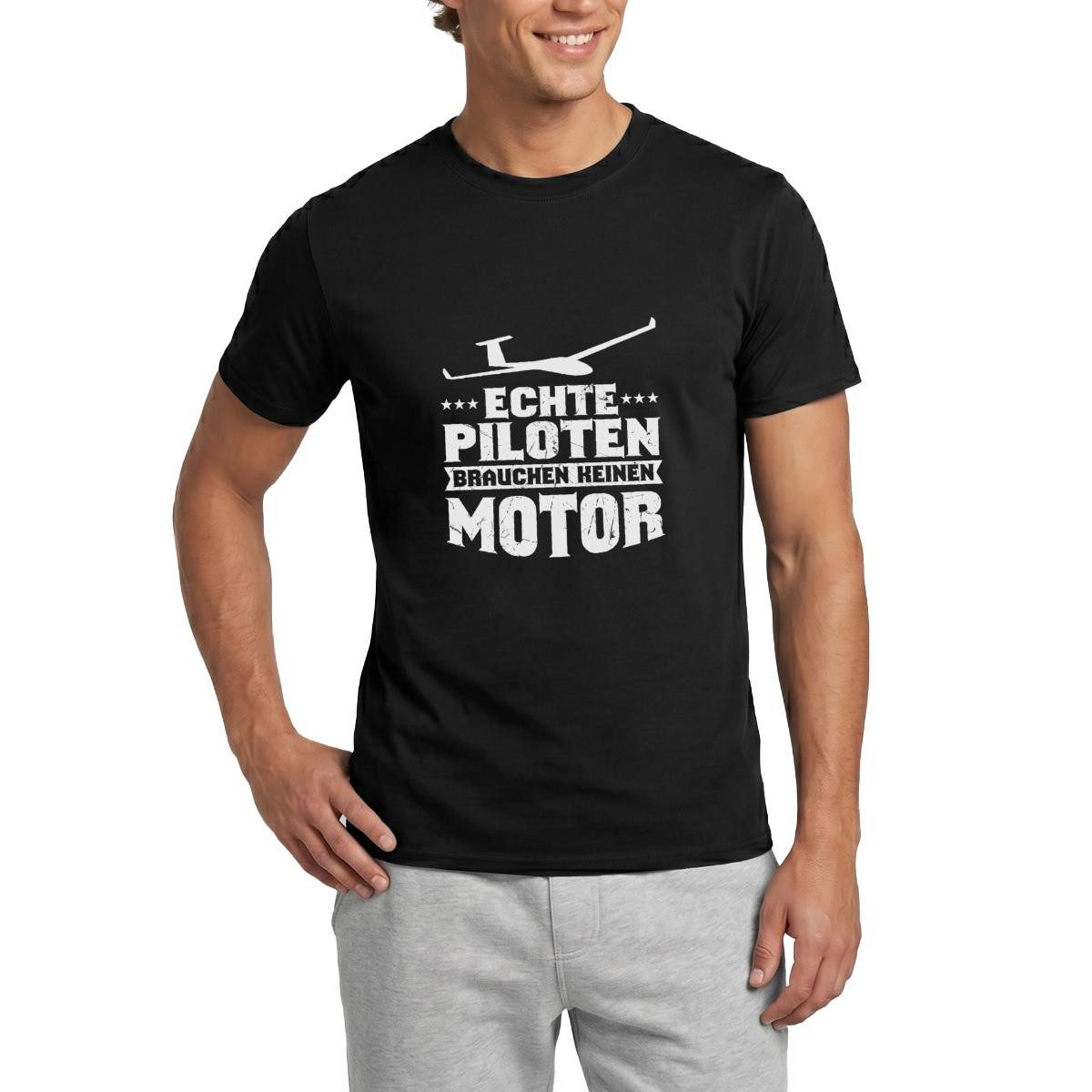 Spreadshirt T-Shirt Segelflugzeug Echte Piloten Brauchen Keinen Motor Männer T-Shirt (1-tlg)
