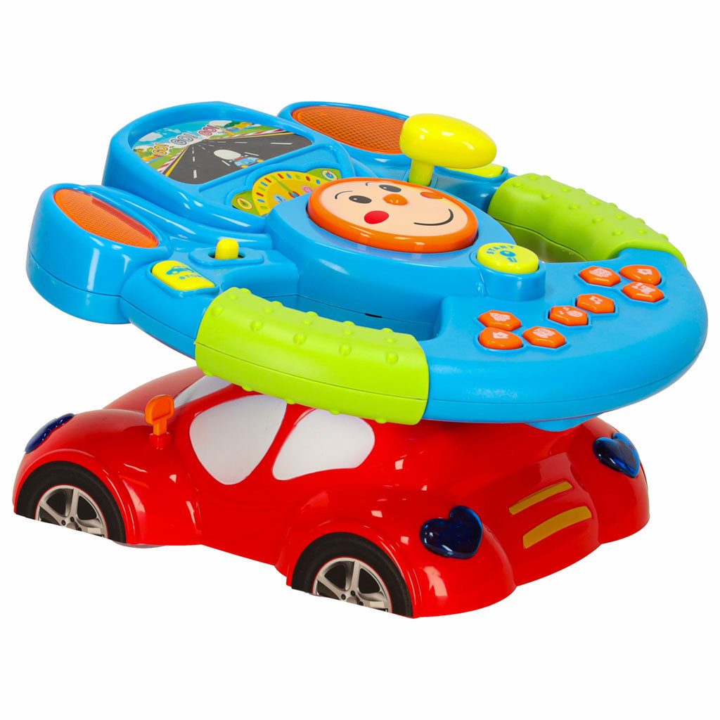 Ikonka Spielzeug-Lenkrad Fahrsimulator Lernspielzeug Musiklenkrad, (Spar-Set, 1-tlg., 25 x 25 x 15 cm bunt), Licht- & Klangeffekte, Projektor, Lautstärkeregler