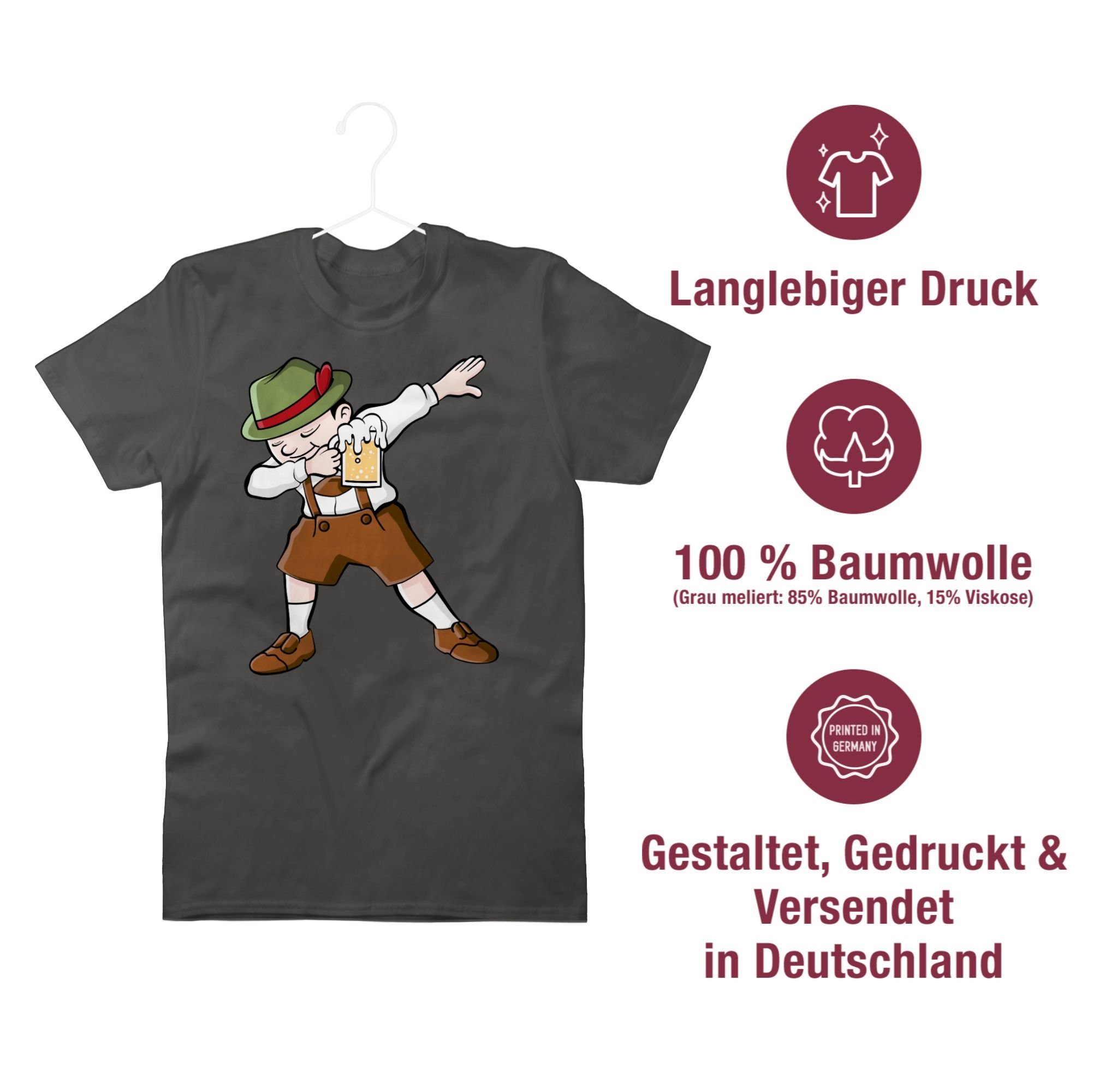 Dabbing 1 Herren Mode Oktoberfest für T-Shirt Dunkelgrau Lederhosen Shirtracer Bayern