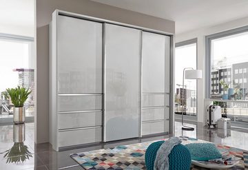 WIEMANN Schwebetürenschrank Malibu, stilvolles Design, Made in Germany mit Glasfront, in verschiedenen Breiten, Schubladen mit Selbsteinzug