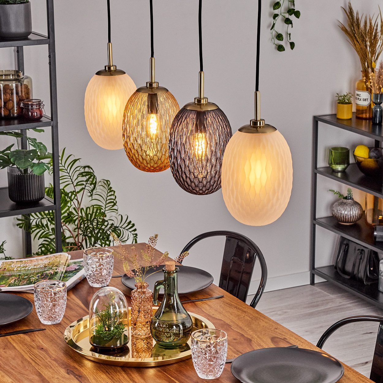 hofstein Hängeleuchte Hängelampe aus Metall/Glas in günstig online kaufen
