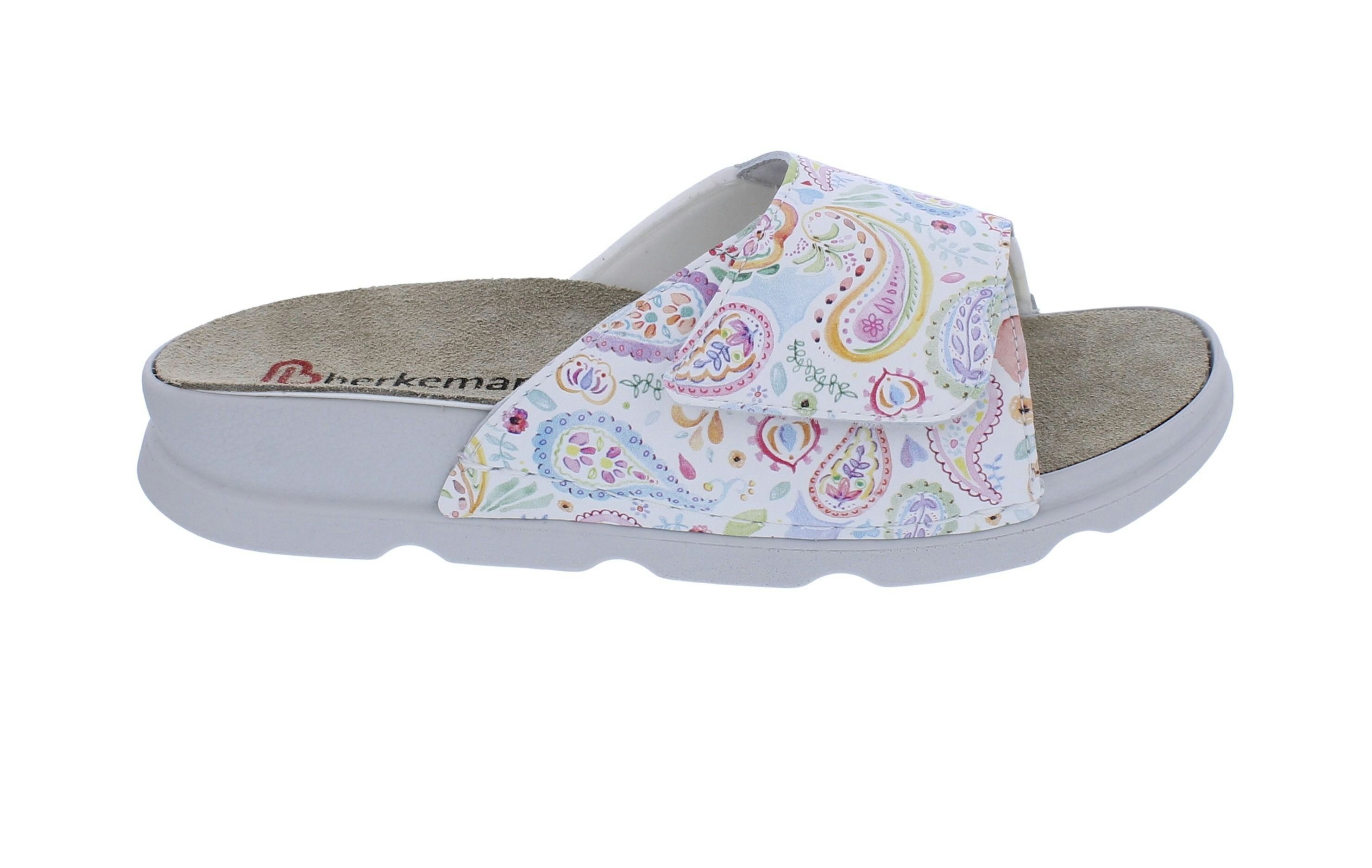 BERKEMANN Berkemann Pantolette Analena 4504-009, Weiß mit Paisley-Muster, Glattl Pantolette