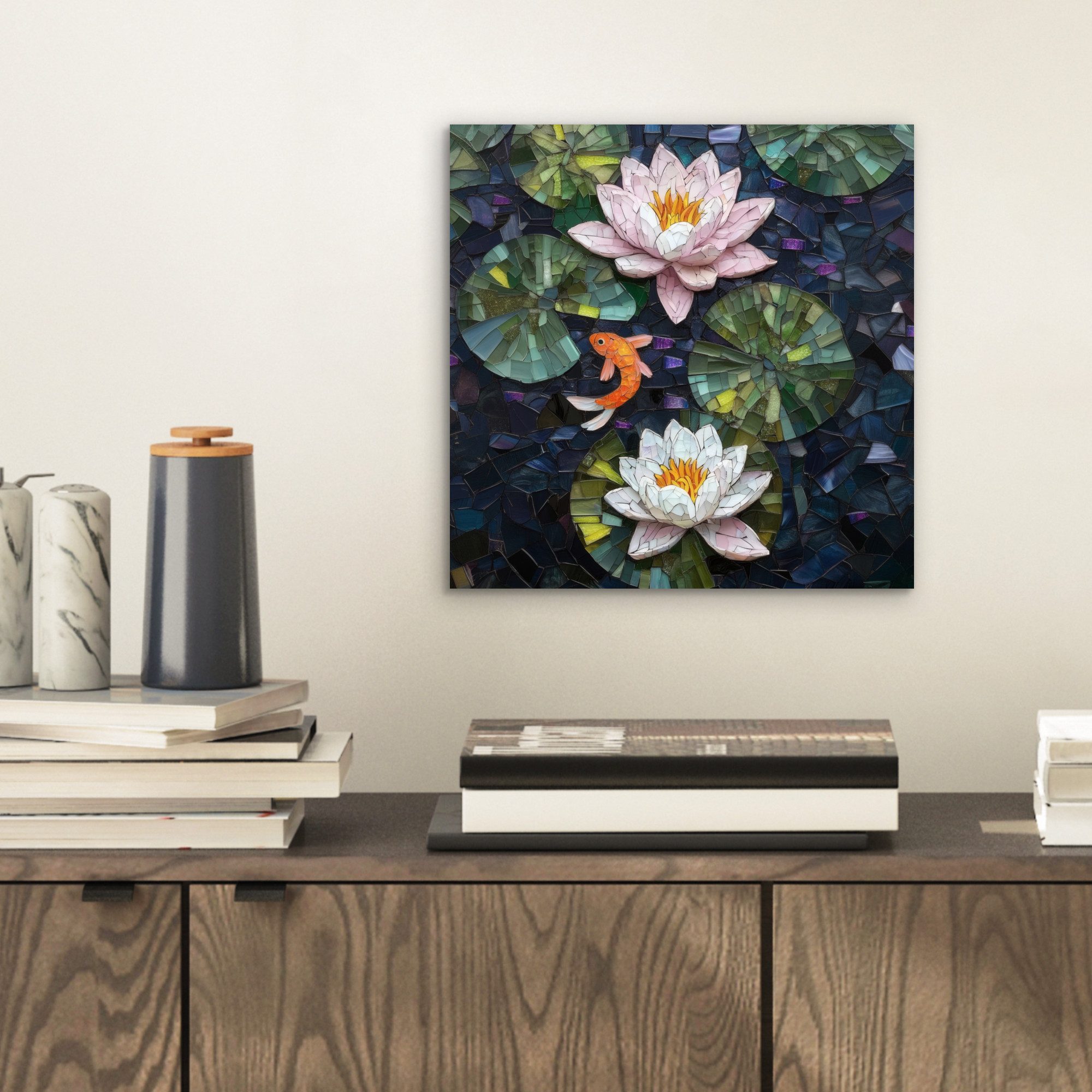 MuchoWow Metallbild Glasstücke - Lilienblätter - günstig online kaufen