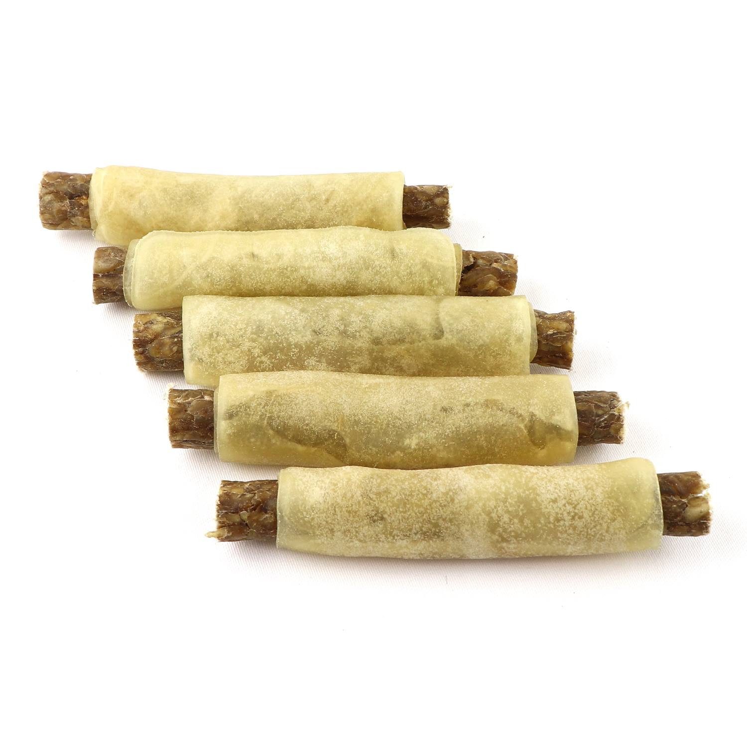 DOGBOSS DOGBOSS 100% Natur gefüllte Kaurollen, hergestellt in EU 5er Set Ente Apfel 17 cm, Snack für: Hunde von DOGBOSS