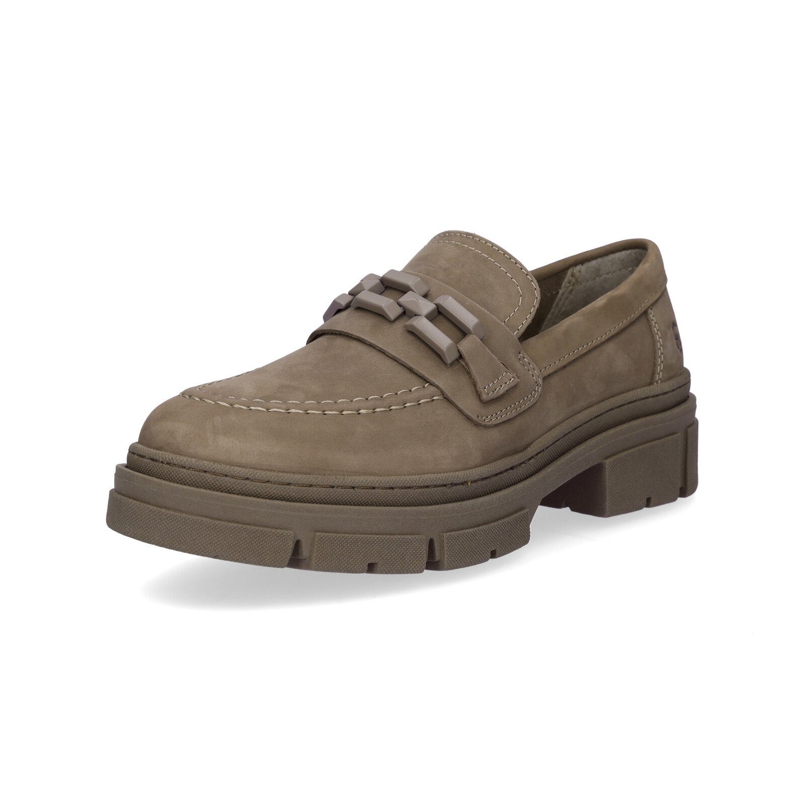 Tamaris Damen Lederslipper taupe Slipper