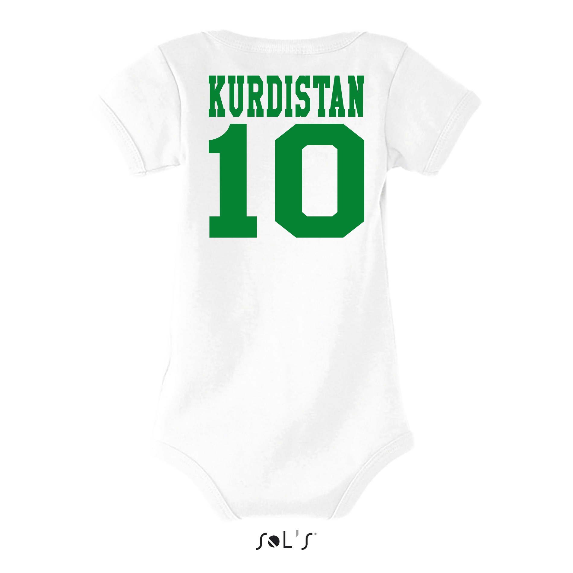 Grün/Weiß Fußball WM Fan Kurdistan Brownie Kinder Baby Meister & Blondie Trikot Strampler Sport