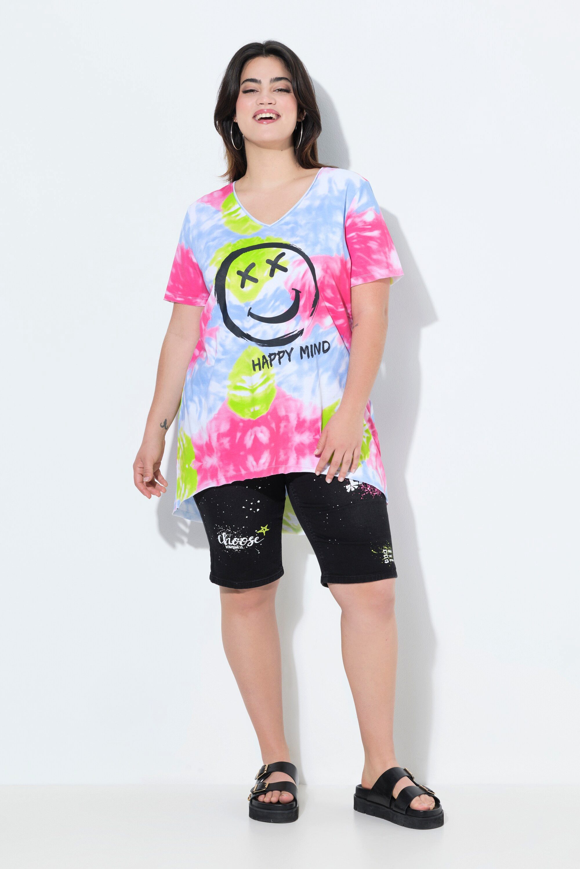 Angel of Style T-Shirt T-Shirt A-Linie Batik-Muster Smiley