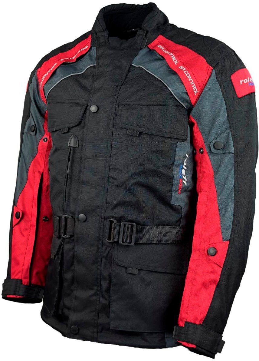 roleff Motorradjacke Liverpool RO Taschen schwarz-rot Mit Sicherheitsstreifen, Unisex, 4