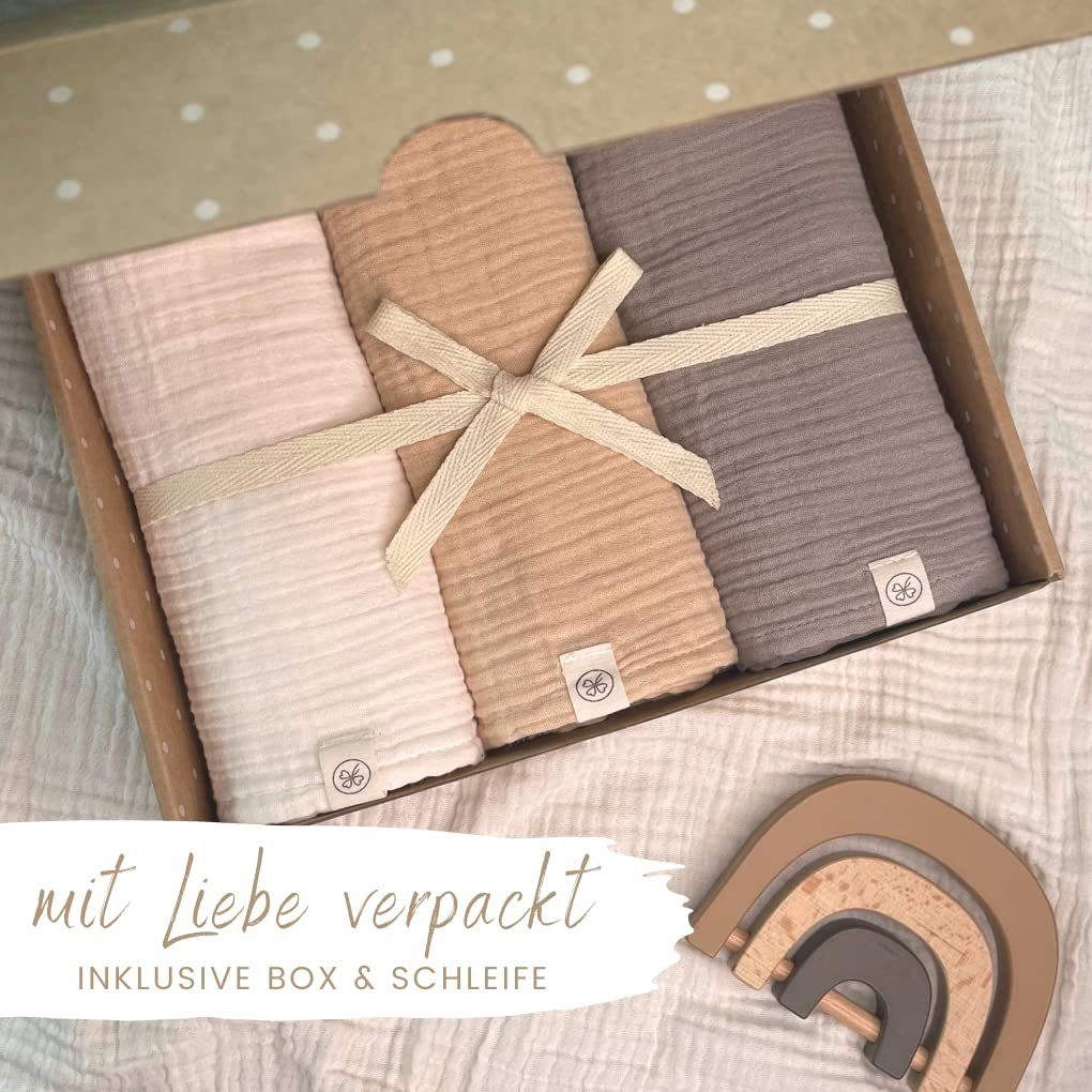 Babydecke Mulltücher 3er-SET gekreppt, Spucktuch 64x64 günstig online kaufen