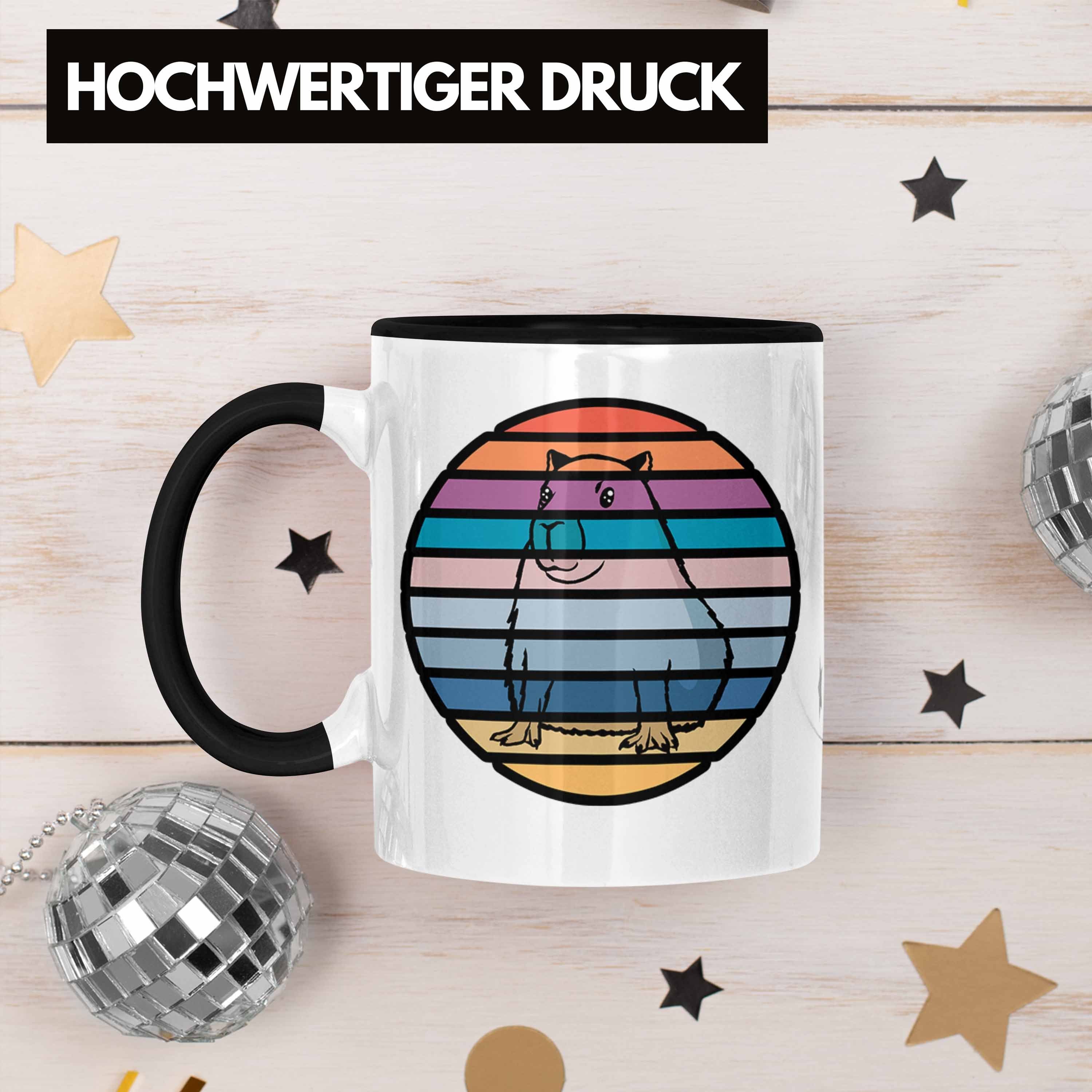 Trendation Tasse Tasse Geschenk Liebhaber Schwarz mit für Capybara-Motiv Geschenkidee Capybara