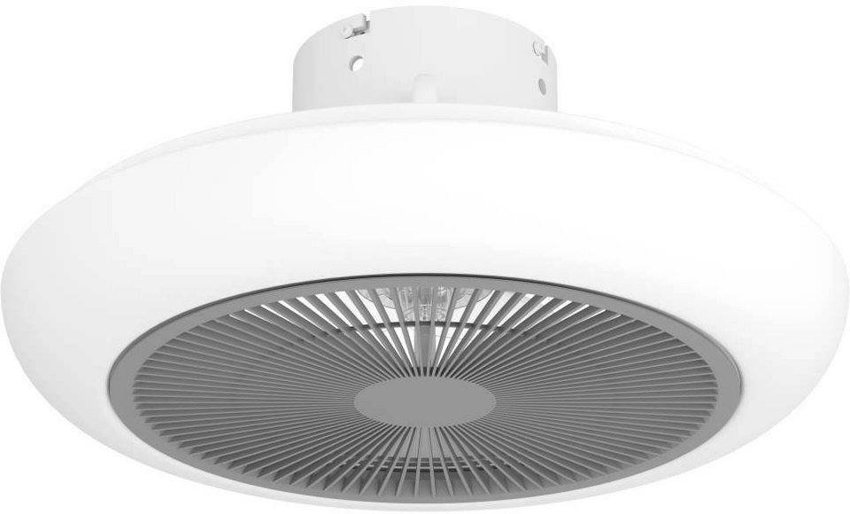 EGLO LED Deckenleuchte SAYULITA, CCT - über Fernbedienung, Dimmfunktion,  Fernbedienung, Infrarot inkl., Timerfunktion, LED fest integriert, warmweiß  - kaltweiß, Ventilator Decke dimmbar, weiß, Fernbedienung, Timer, Ø 45,5  cm, Abmessungen: Höhe: 19 cm