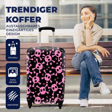 MuchoWow Handgepäckkoffer Mädchen - Piraten - Rosa - Muster - Mädchen - Kind - Kinder, 4 Rollen, Reisetasche mit rollen, Handgepäck für Ferien, Trolley, Reisekoffer